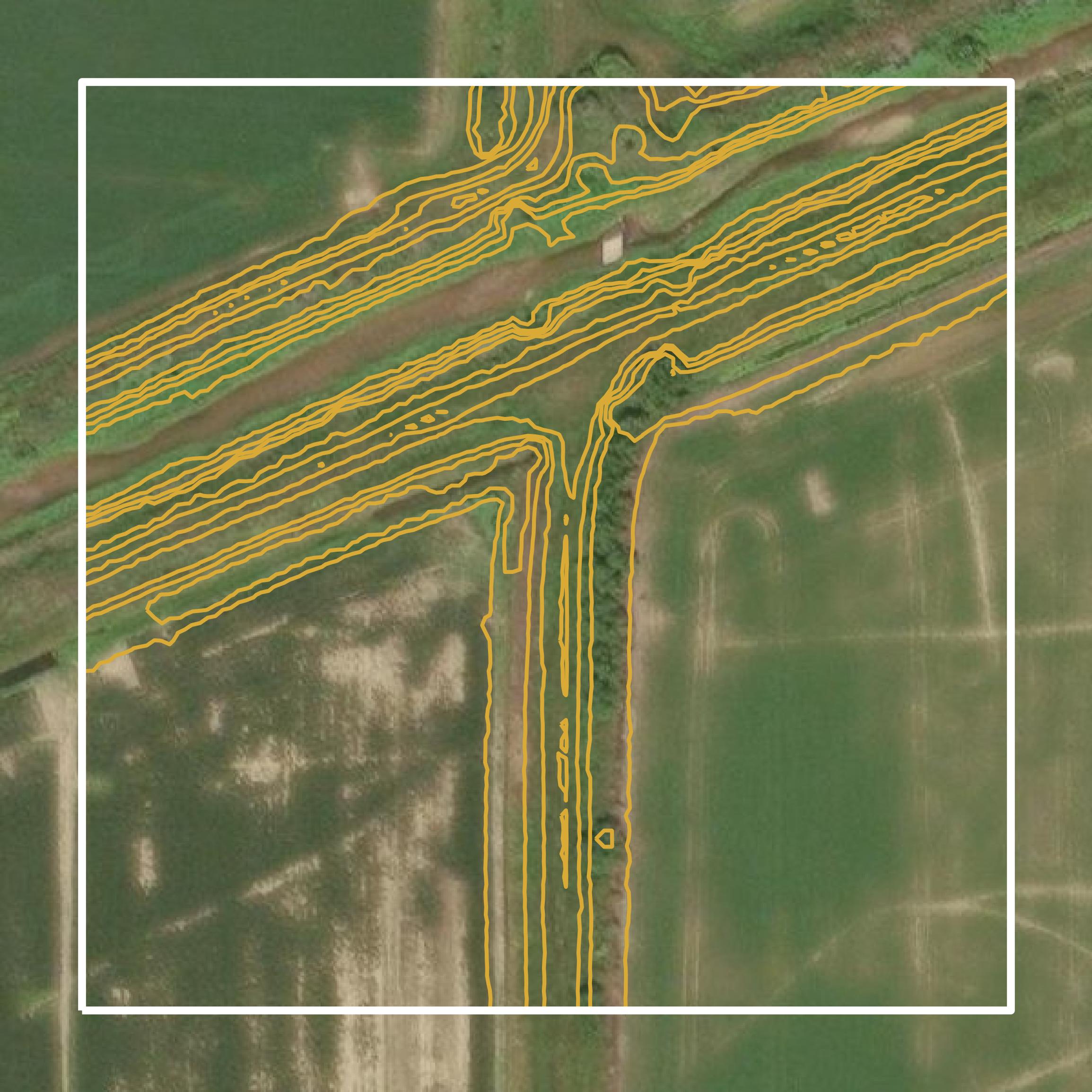 This image shows a contour map in Hamilton County created using GIS data in Equator.