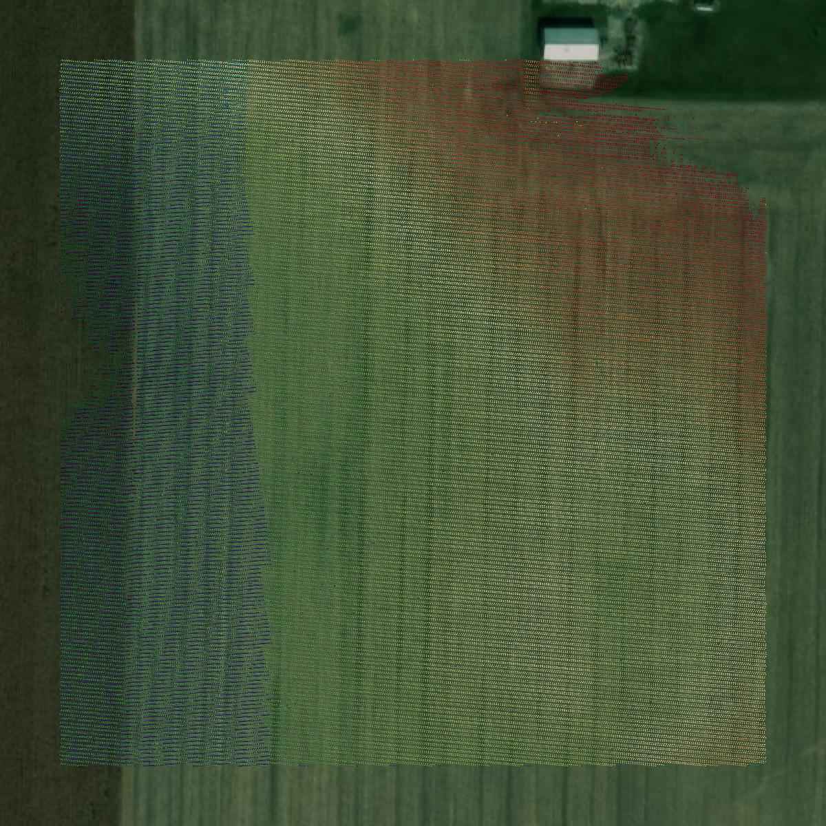 This image shows a LiDAR point cloud in Hancock County created using GIS data in Equator.