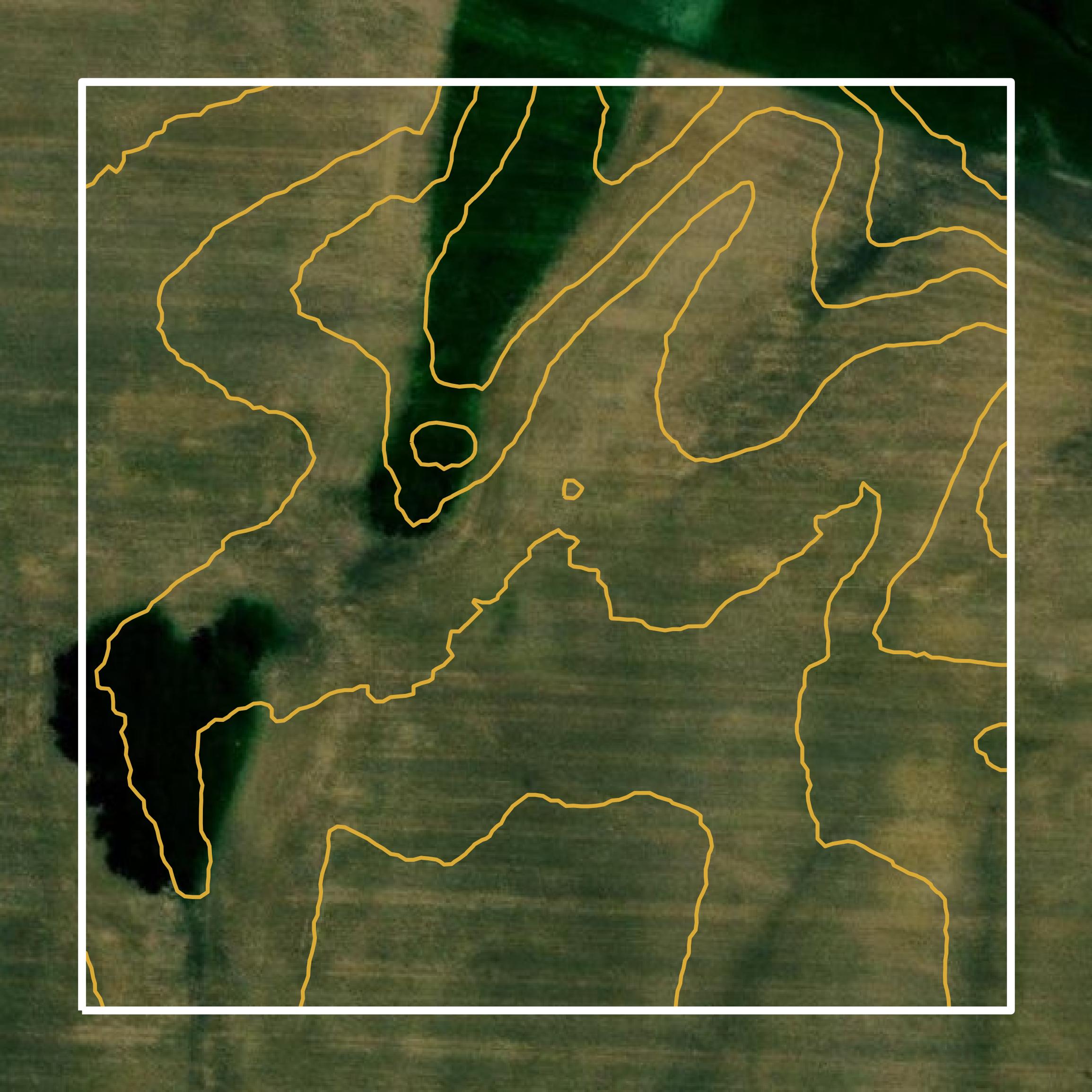 This image shows a contour map in Henderson County created using GIS data in Equator.