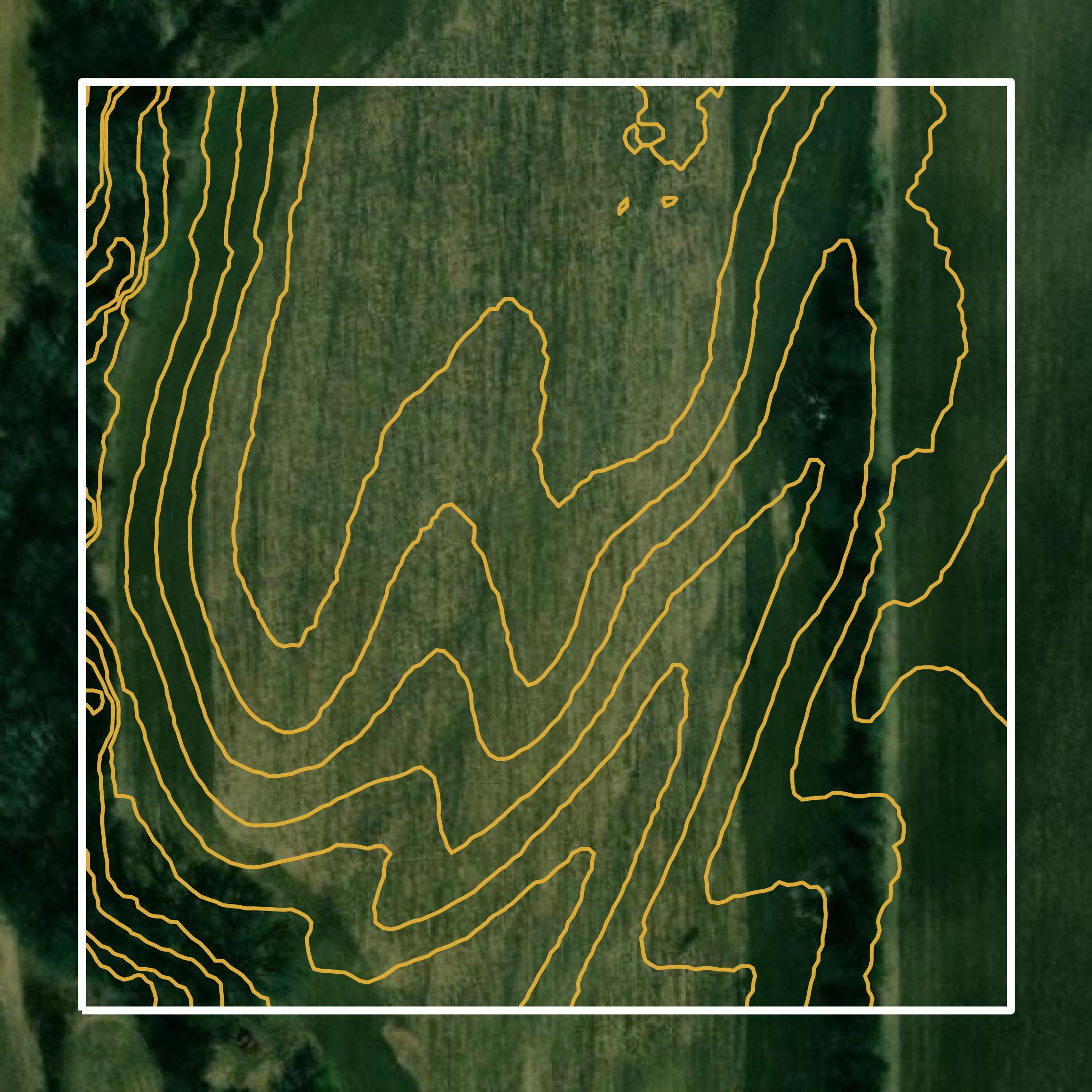 This image shows a contour map in Henderson County created using GIS data in Equator.