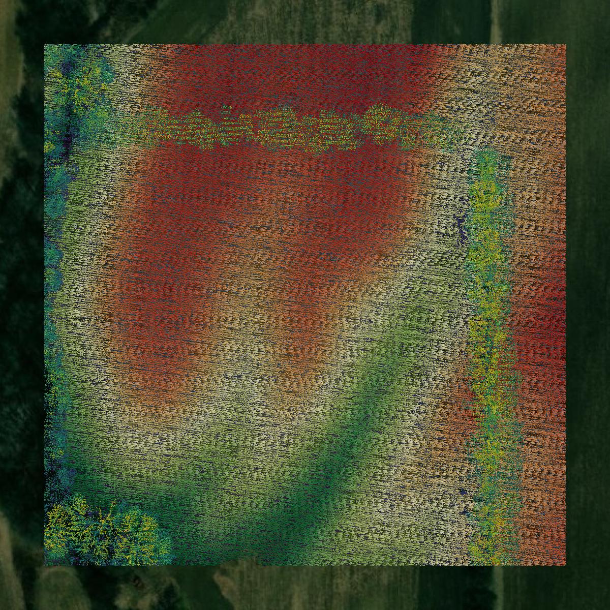 This image shows a LiDAR point cloud in Henderson County created using GIS data in Equator.