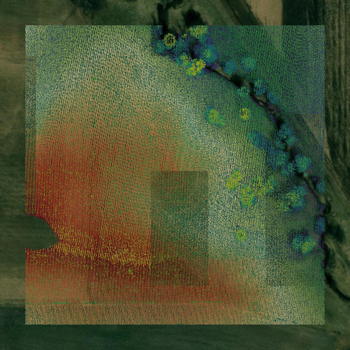 This image shows a LiDAR point cloud in Henry County created using GIS data in Equator.