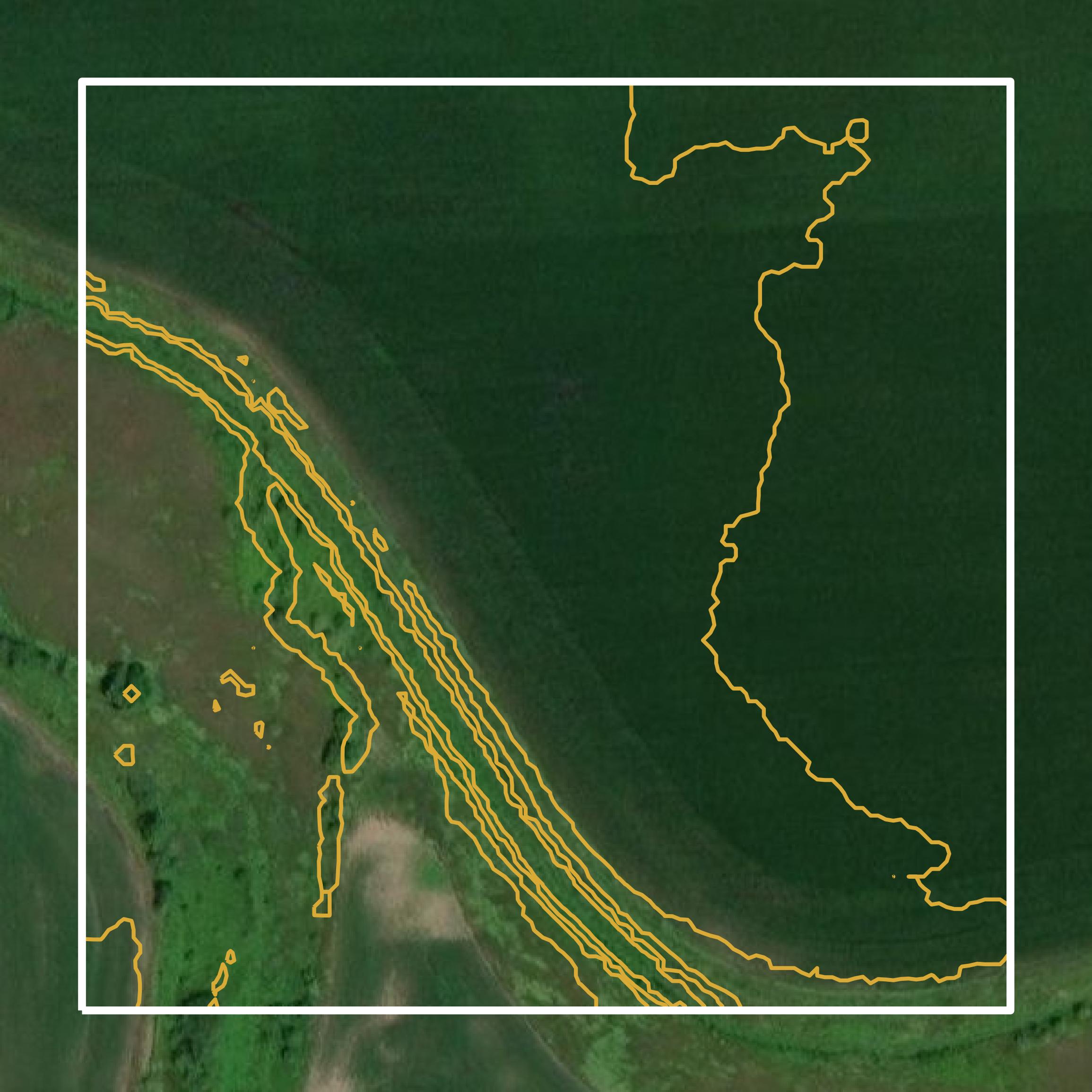 This image shows a contour map in Iroquois County created using GIS data in Equator.