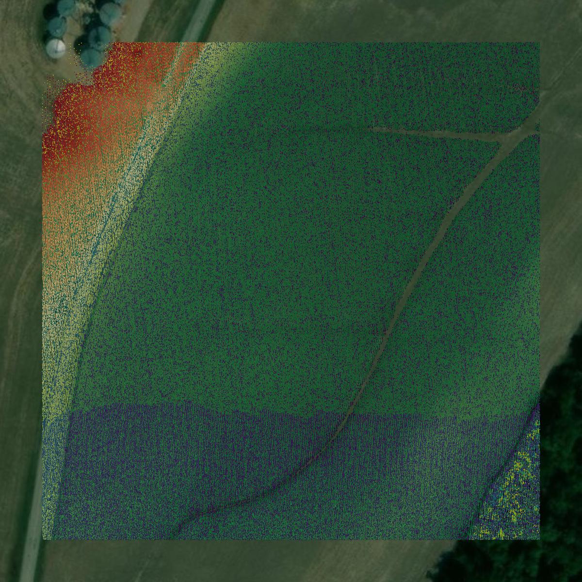 This image shows a LiDAR point cloud in Jackson County created using GIS data in Equator.
