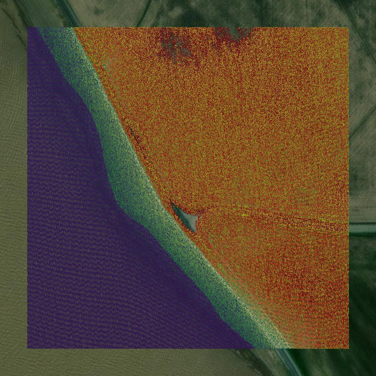 This image shows a LiDAR point cloud in Jackson County created using GIS data in Equator.
