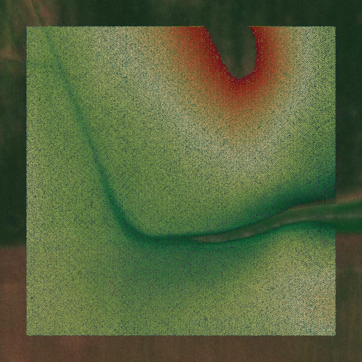 This image shows a LiDAR point cloud in Jasper County created using GIS data in Equator.