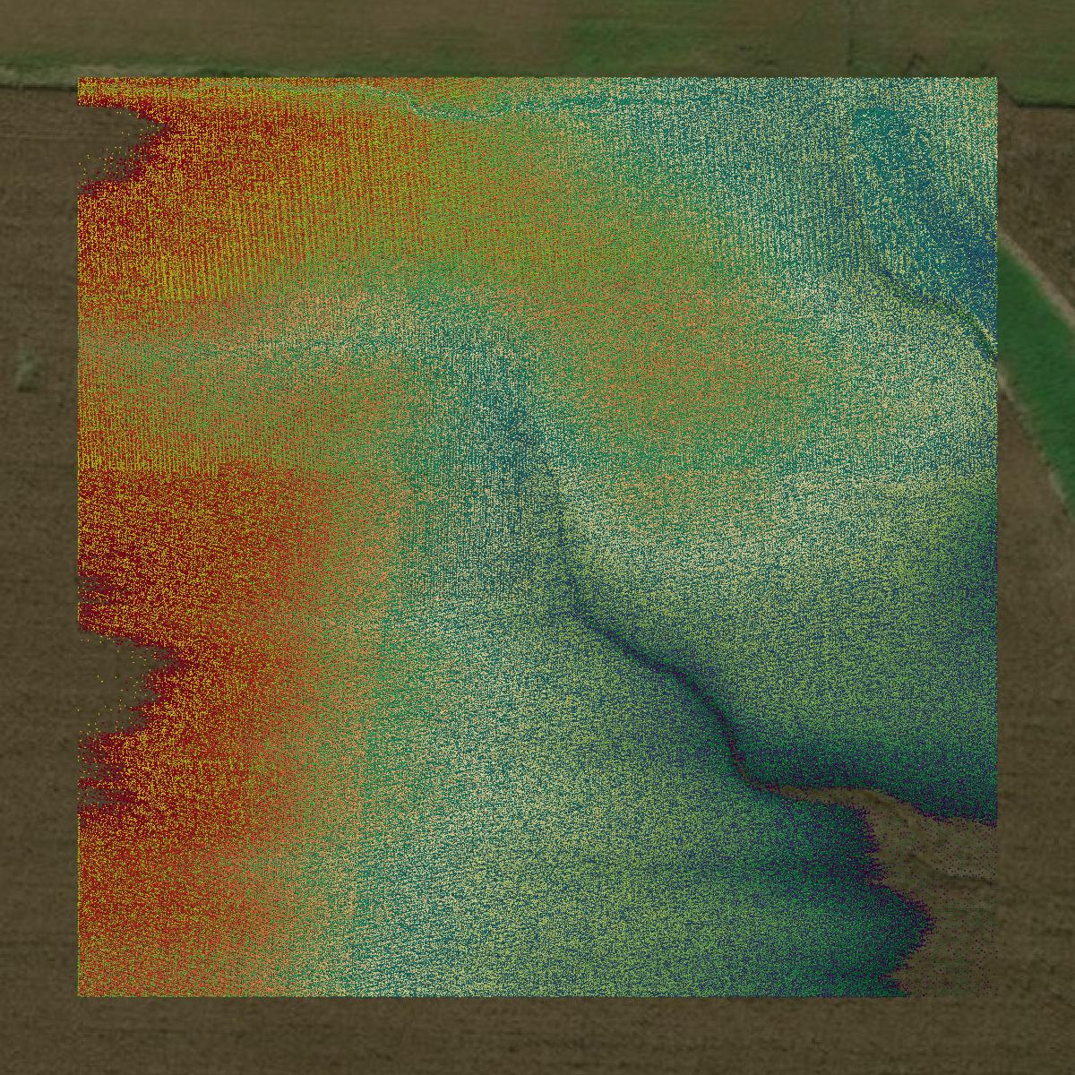 This image shows a LiDAR point cloud in Jefferson County created using GIS data in Equator.