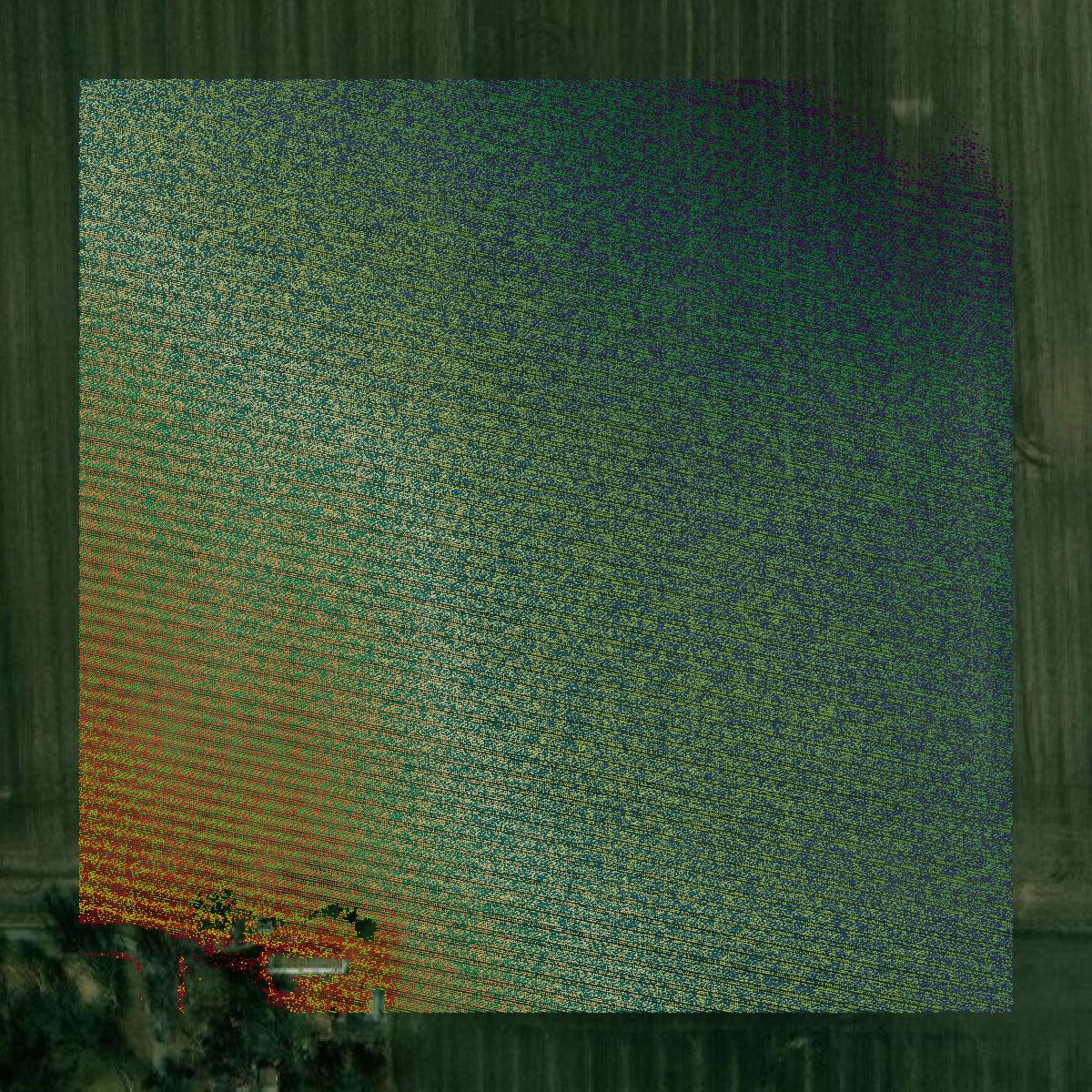 This image shows a LiDAR point cloud in Jersey County created using GIS data in Equator.