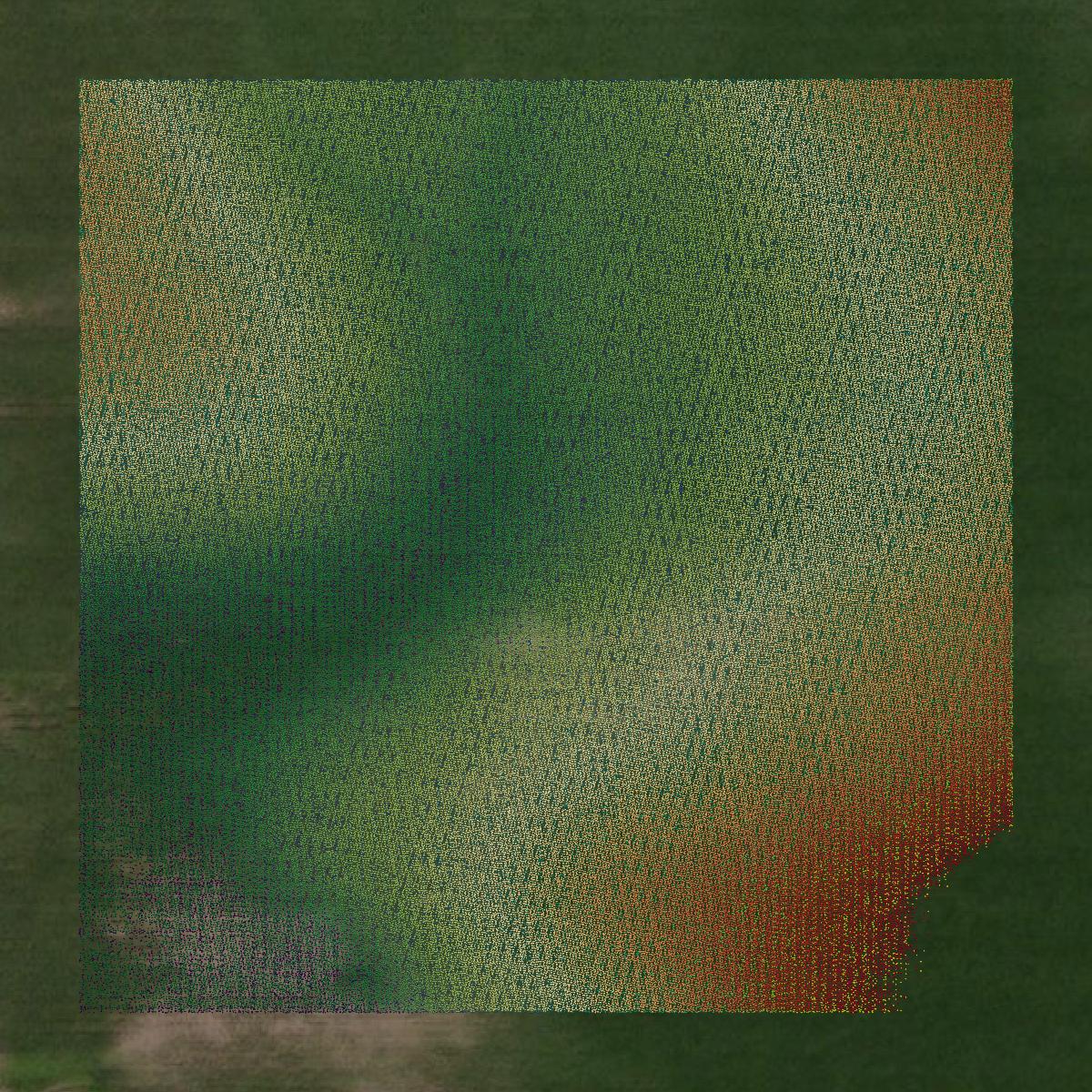 This image shows a LiDAR point cloud in Jo Daviess County created using GIS data in Equator.