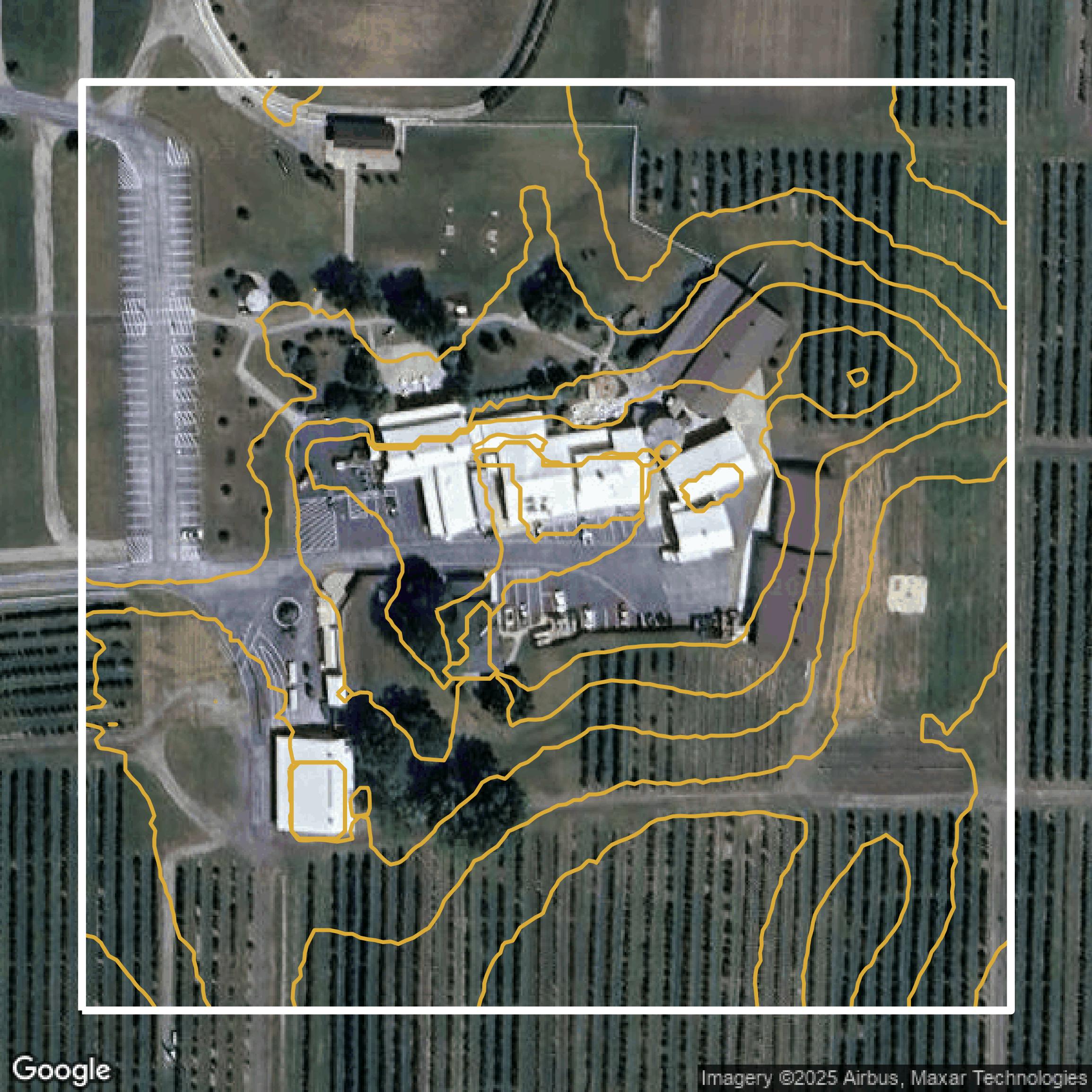 This image shows a contour map in Kane County created using GIS data in Equator.