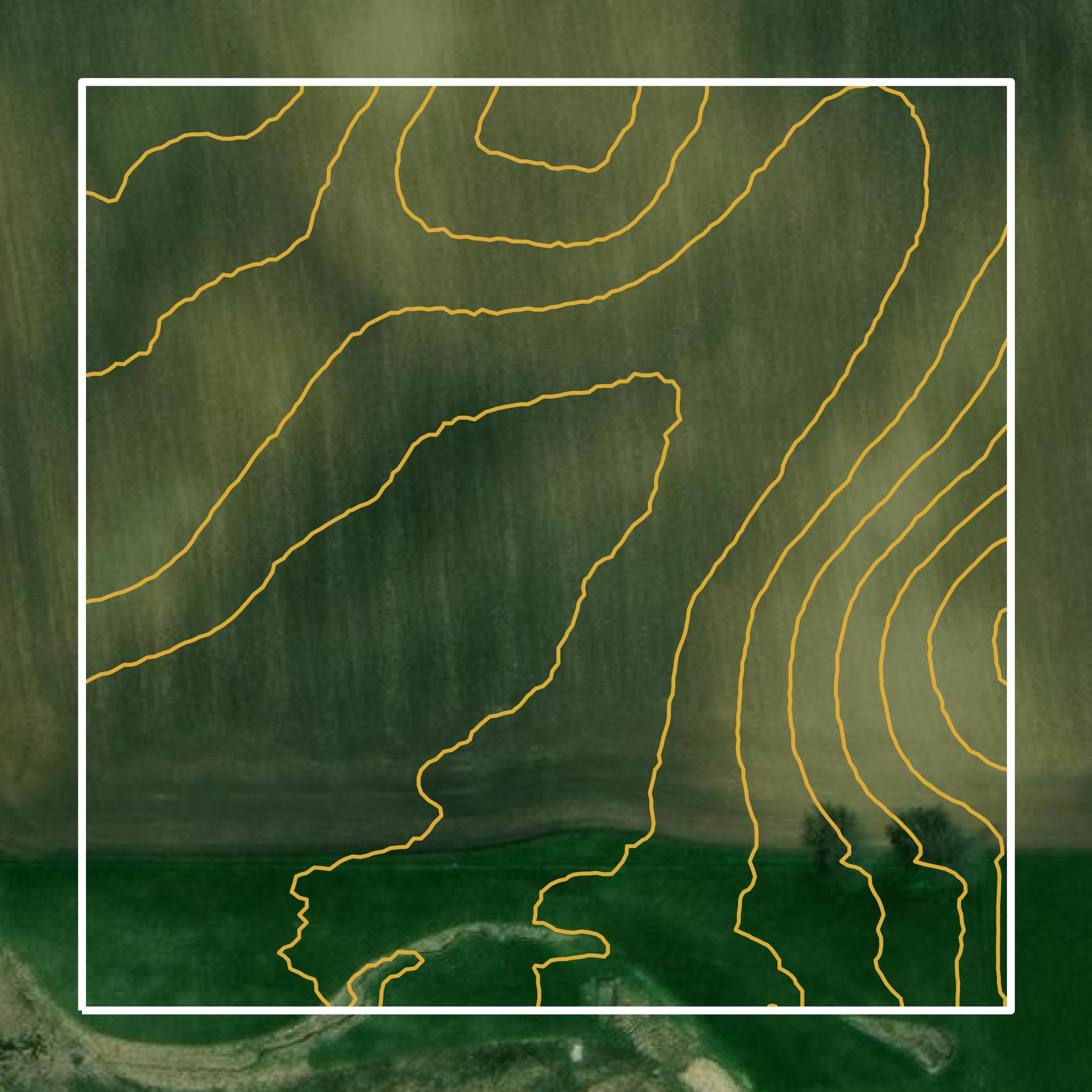 This image shows a contour map in Kendall County created using GIS data in Equator.