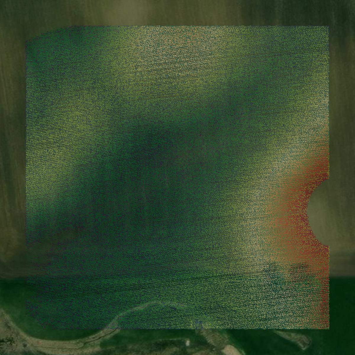 This image shows a LiDAR point cloud in Kendall County created using GIS data in Equator.