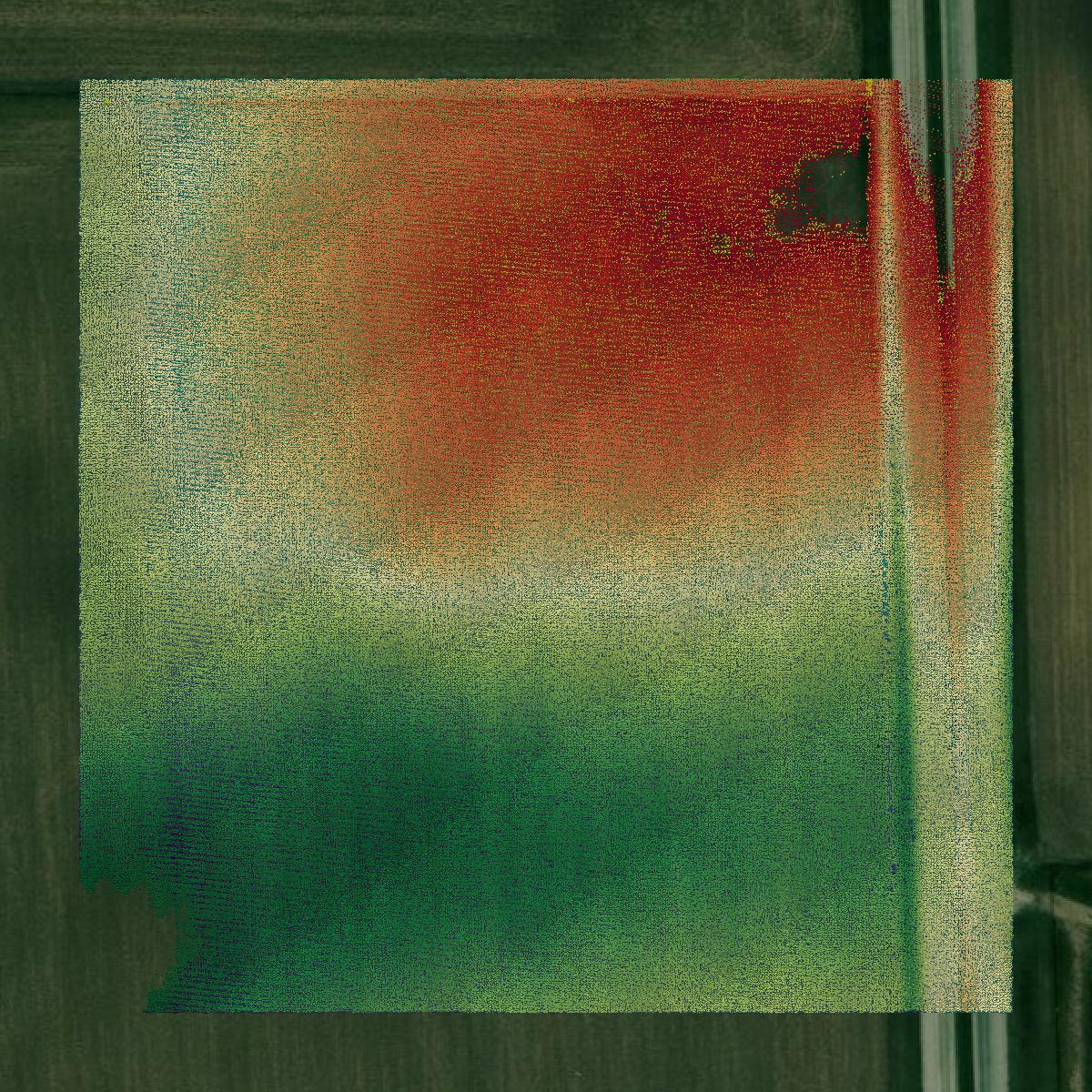 This image shows a LiDAR point cloud in Kendall County created using GIS data in Equator.