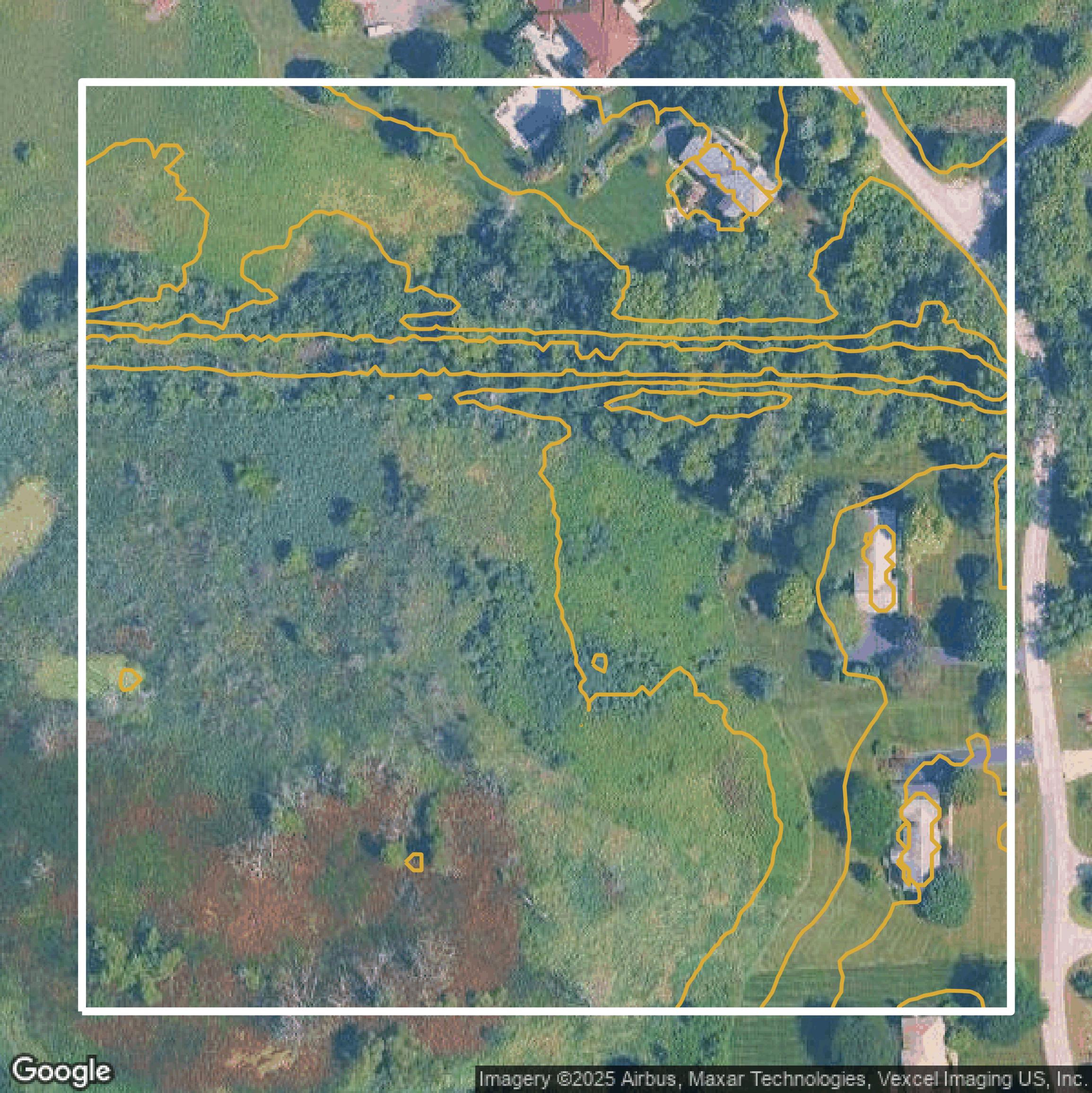 This image shows a contour map in Lake County created using GIS data in Equator.