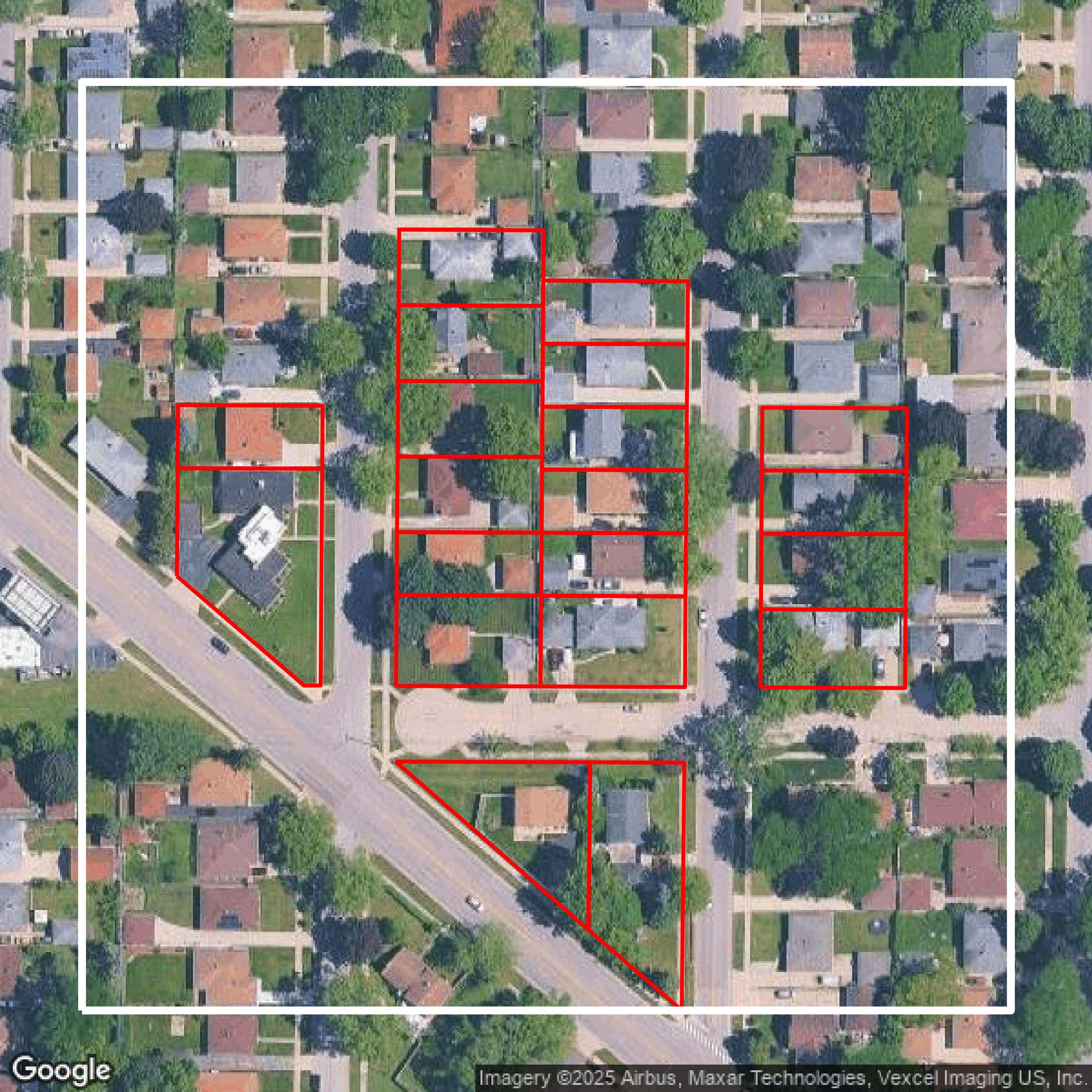 This image shows parcel data in Lake County created using GIS data in Equator.