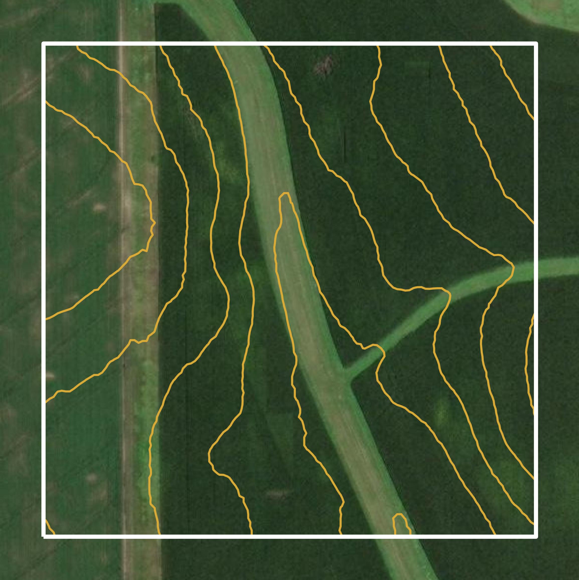 This image shows a contour map in LaSalle County created using GIS data in Equator.