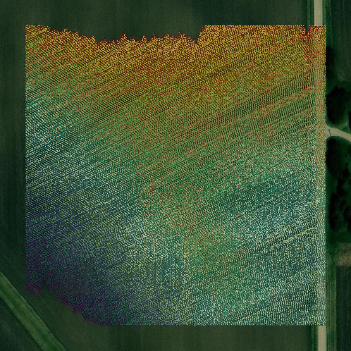 This image shows a LiDAR point cloud in LaSalle County created using GIS data in Equator.