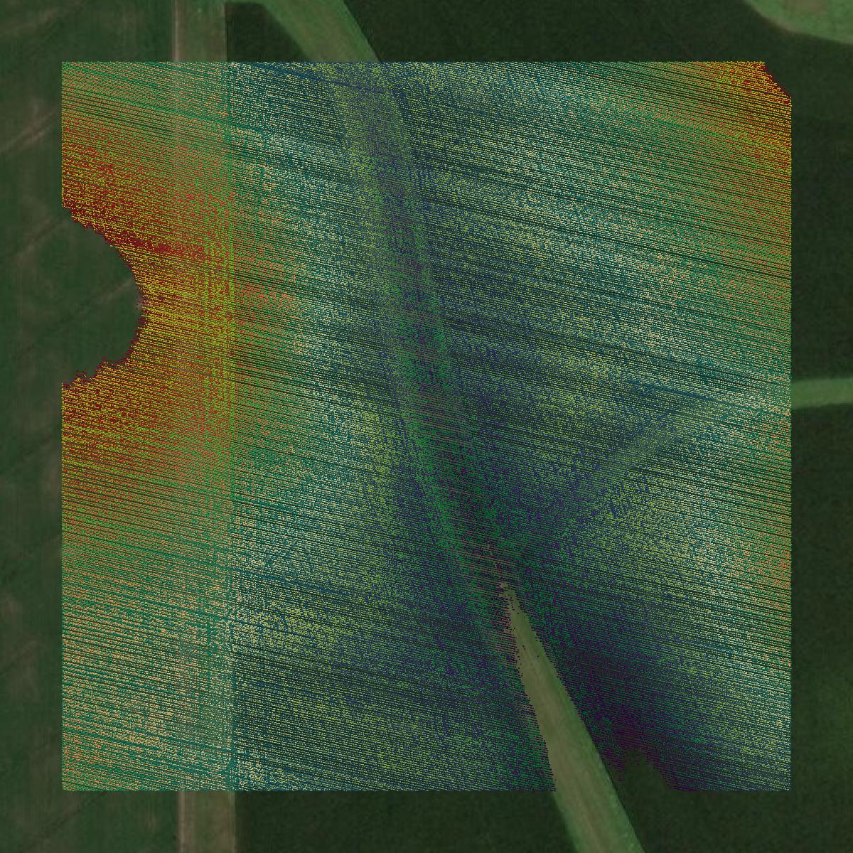 This image shows a LiDAR point cloud in LaSalle County created using GIS data in Equator.