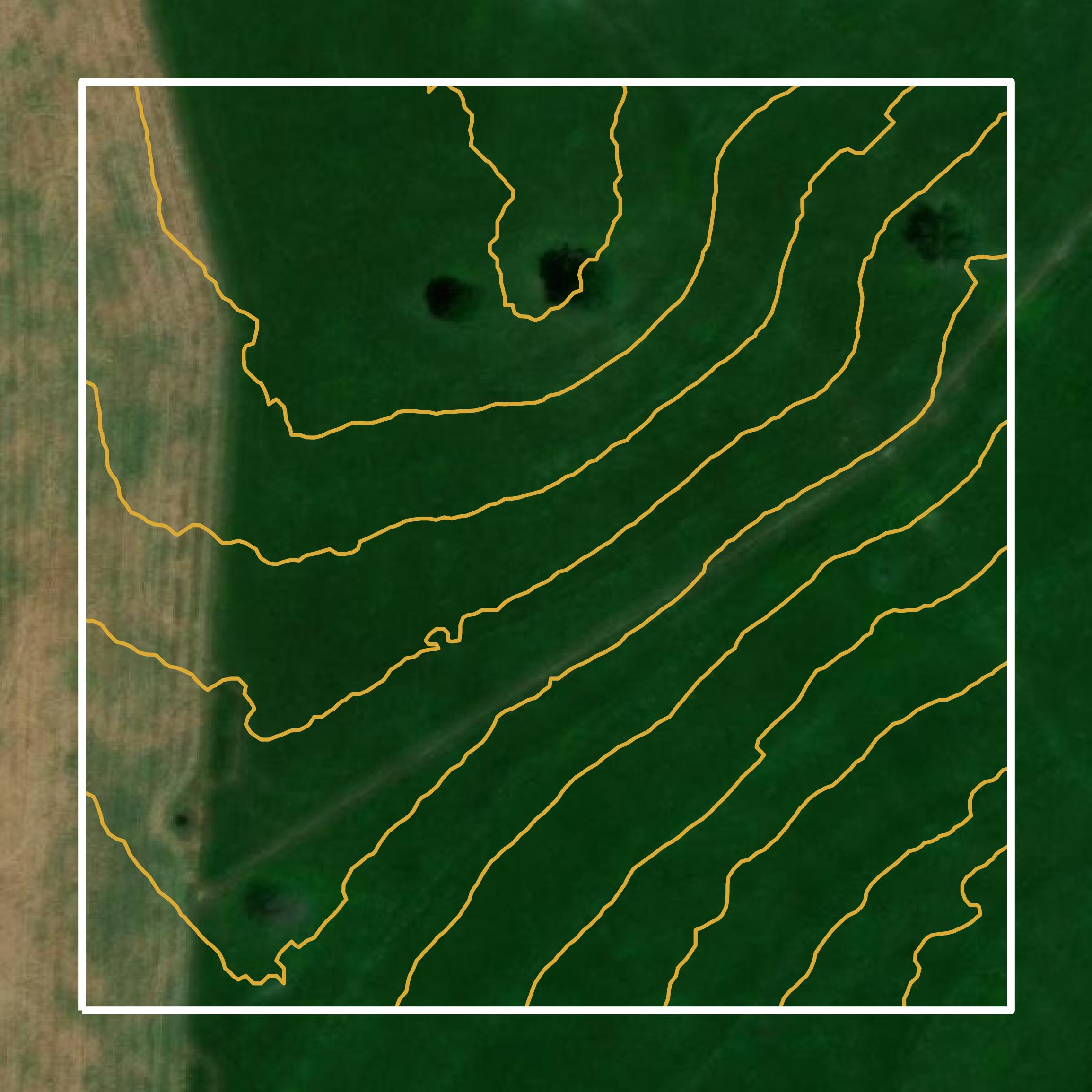 This image shows a contour map in Lawrence County created using GIS data in Equator.