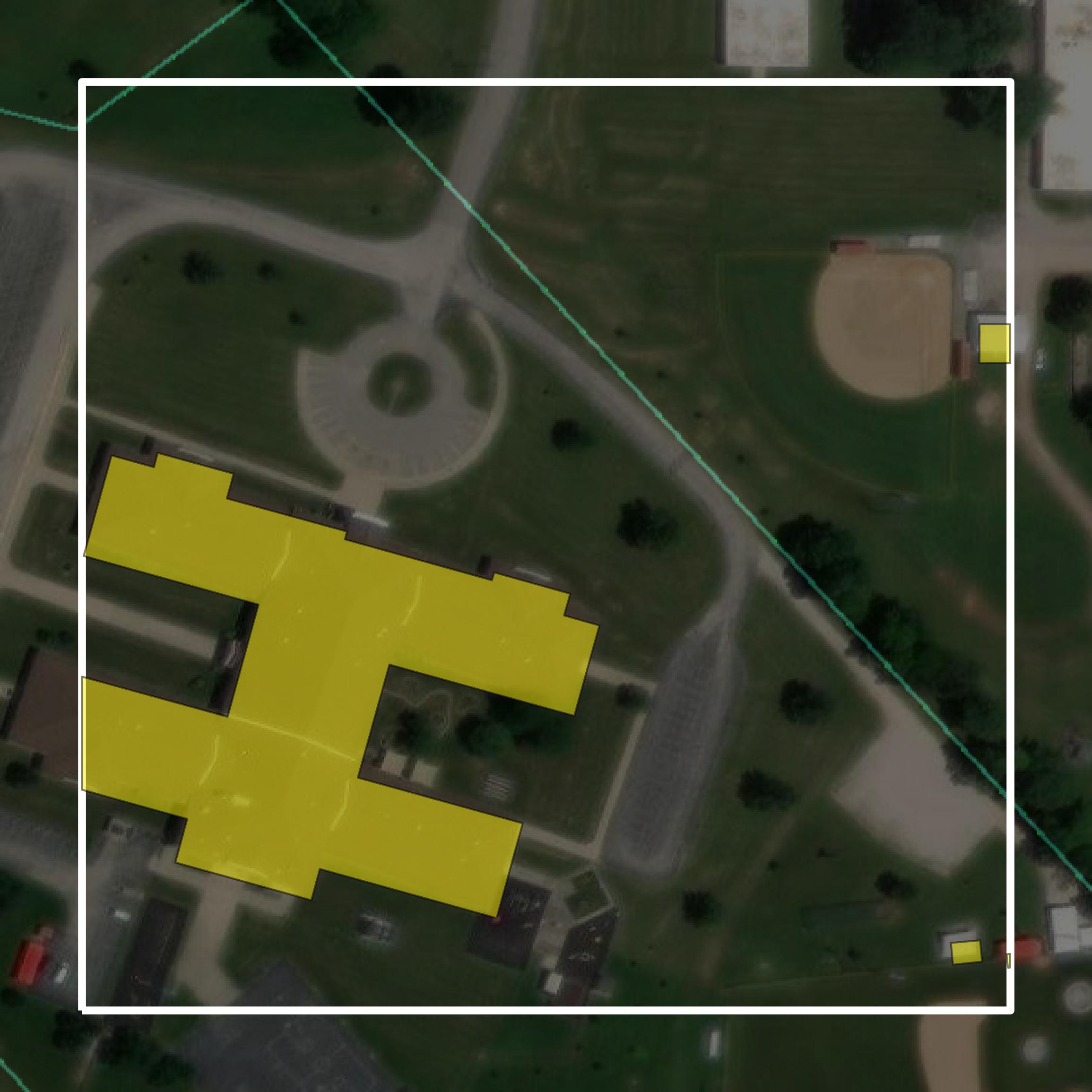 This image shows parcel and building data in Lawrence County created using GIS data in Equator.