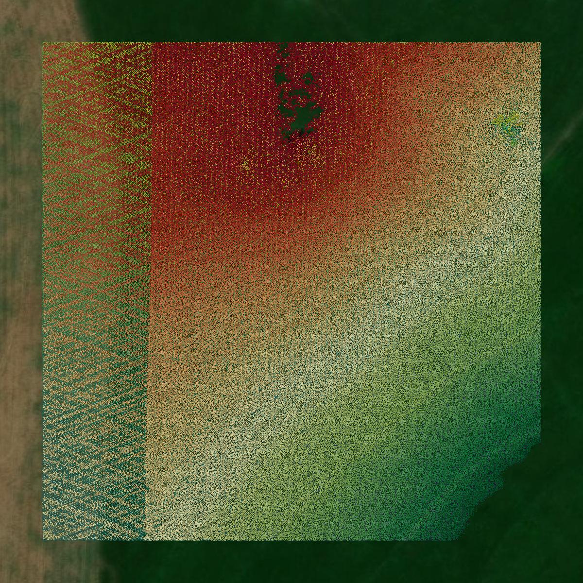 This image shows a LiDAR point cloud in Lawrence County created using GIS data in Equator.