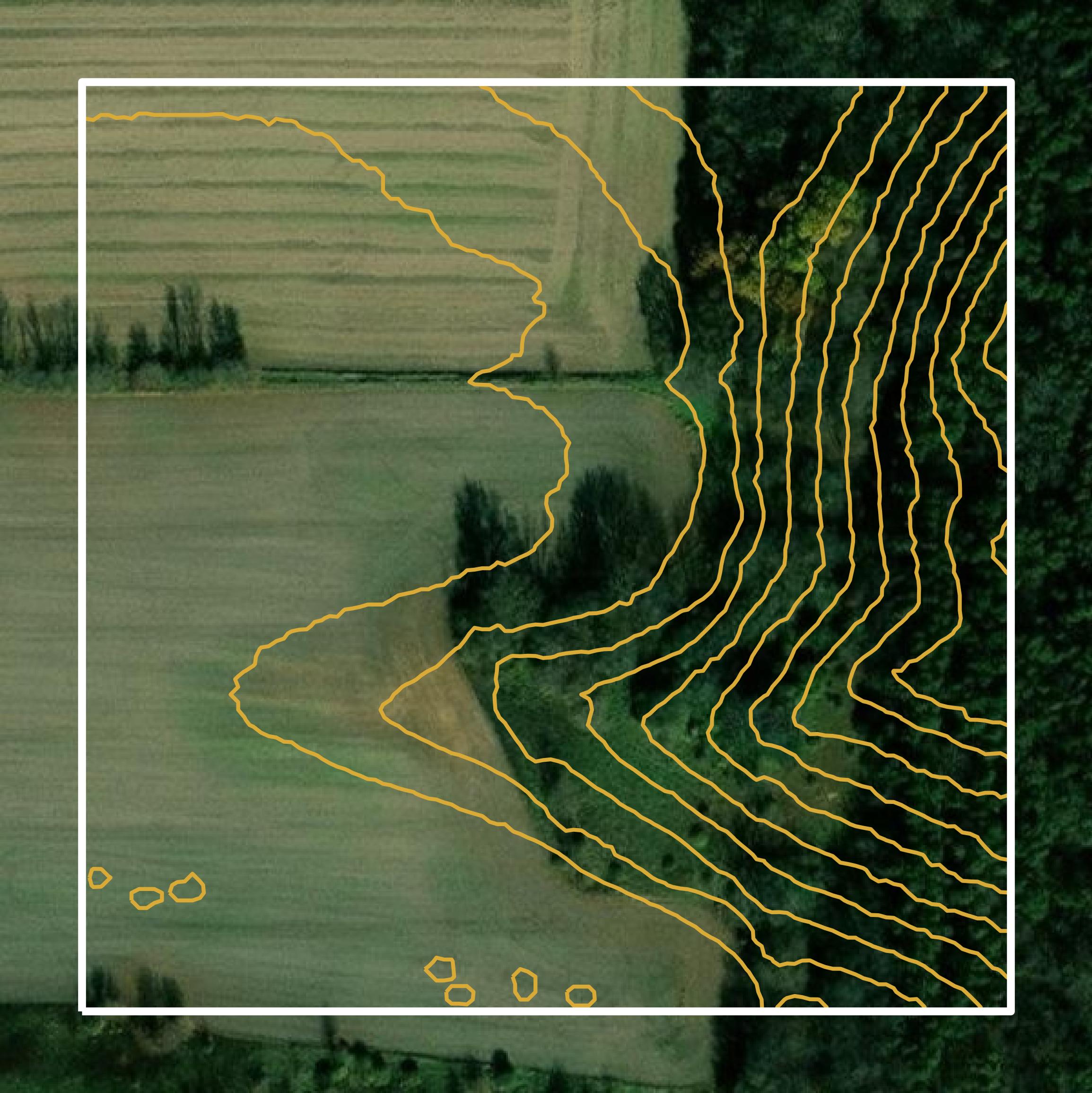 This image shows a contour map in Lee County created using GIS data in Equator.