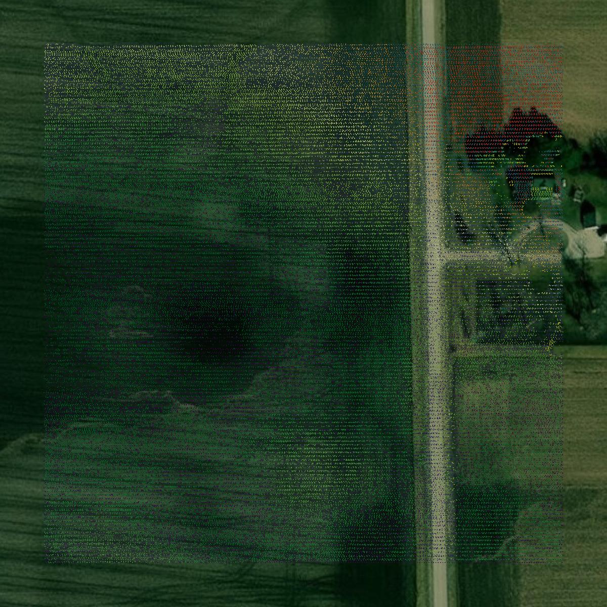 This image shows a LiDAR point cloud in Livingston County created using GIS data in Equator.
