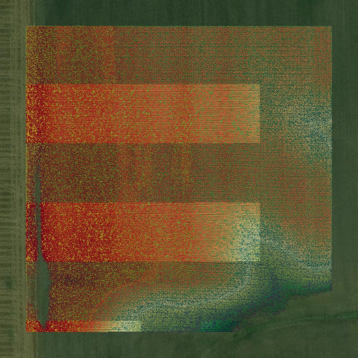 This image shows a LiDAR point cloud in Logan County created using GIS data in Equator.