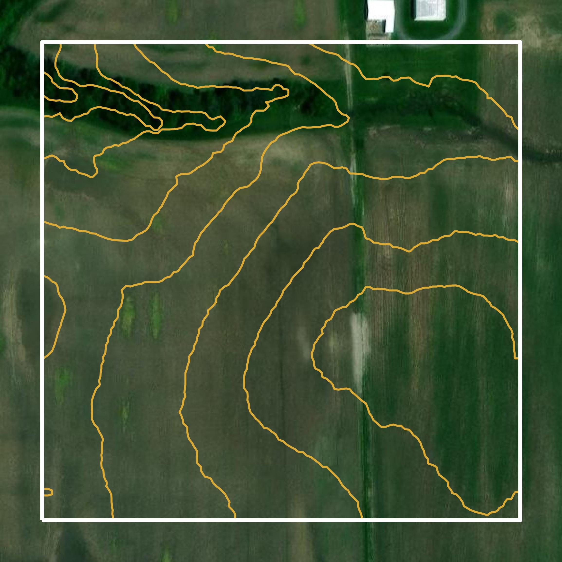 This image shows a contour map in Madison County created using GIS data in Equator.