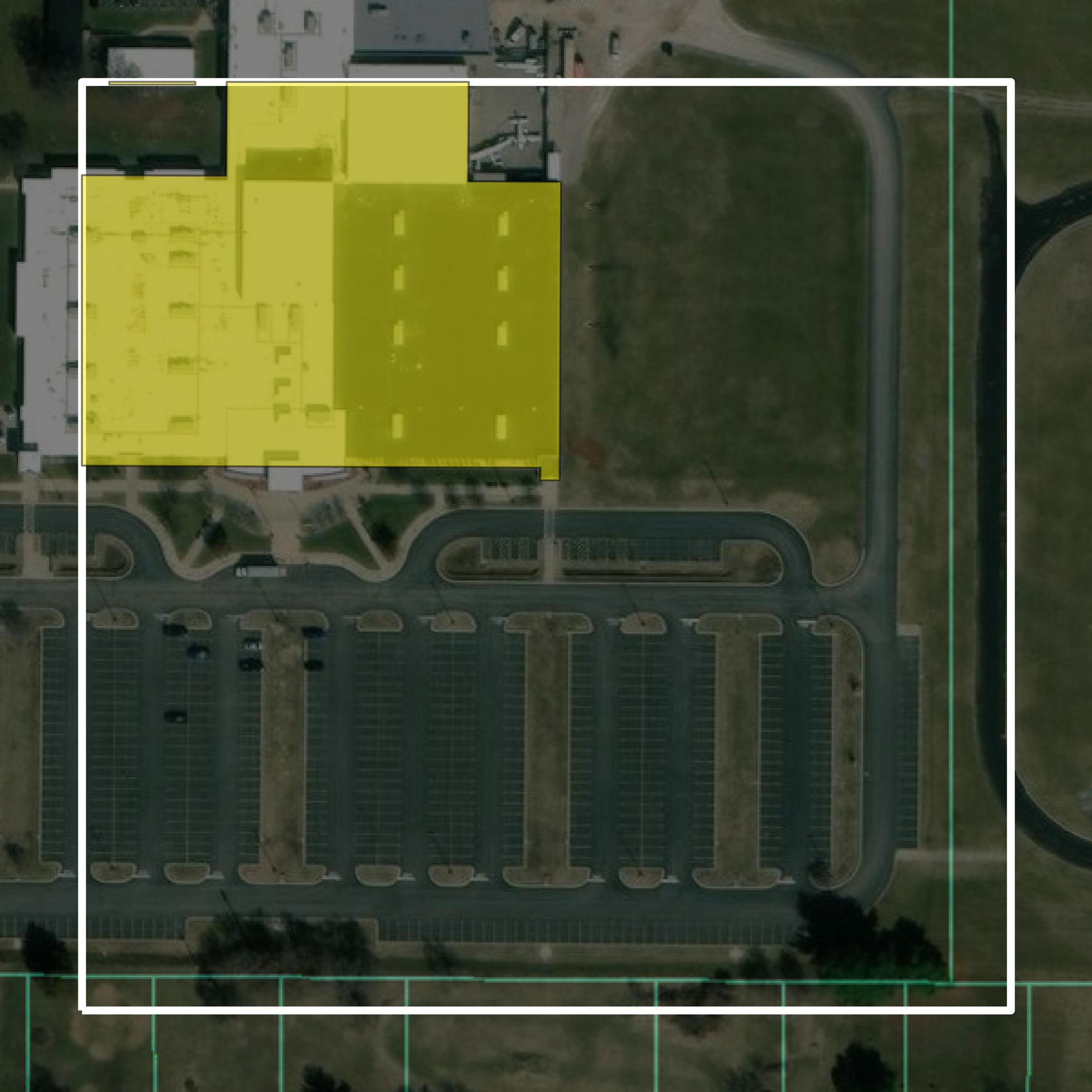 This image shows parcel and building data in Madison County created using GIS data in Equator.