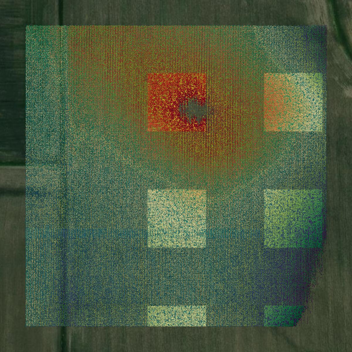 This image shows a LiDAR point cloud in Madison County created using GIS data in Equator.