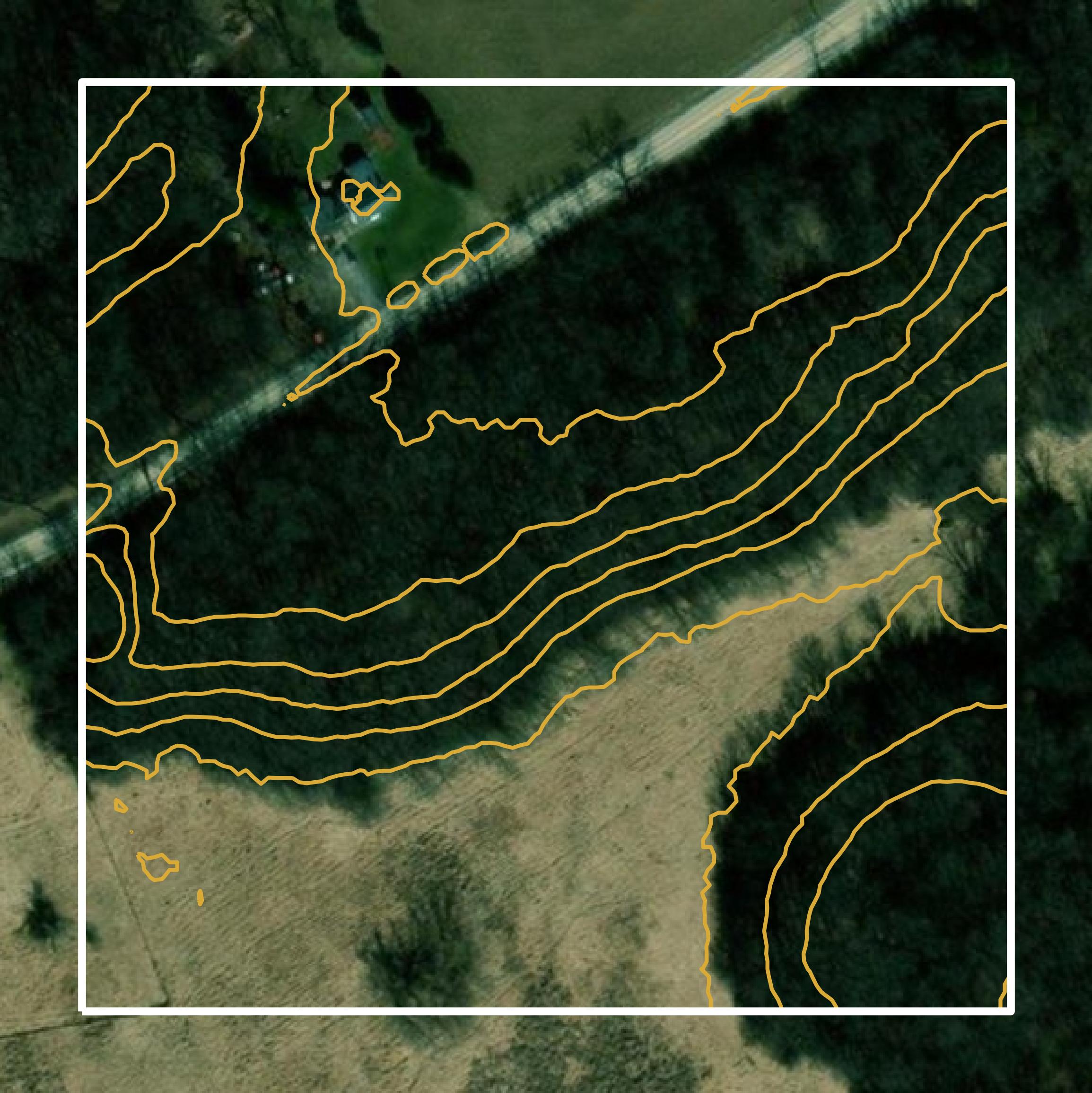 This image shows a contour map in McHenry County created using GIS data in Equator.