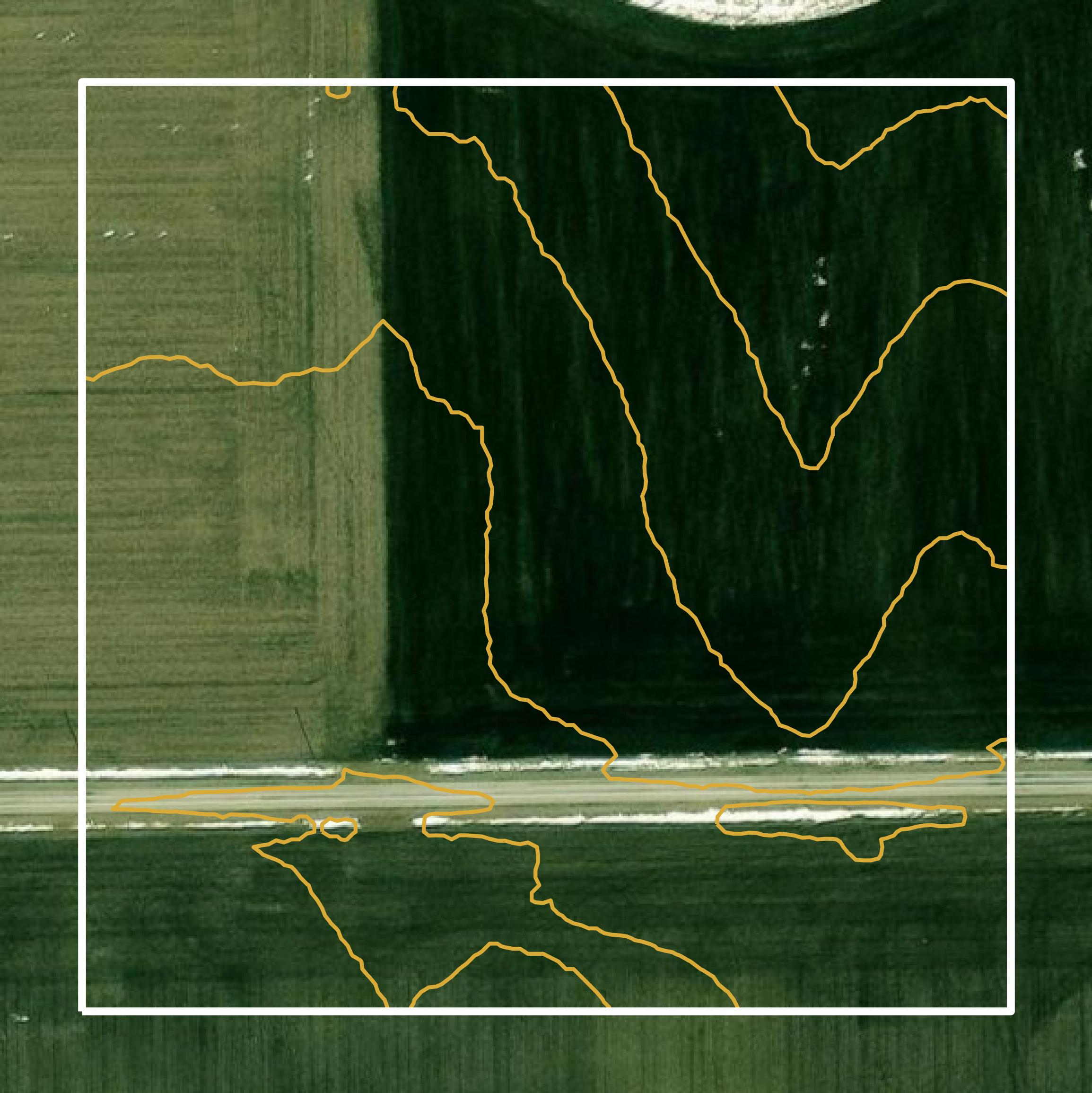 This image shows a contour map in McLean County created using GIS data in Equator.