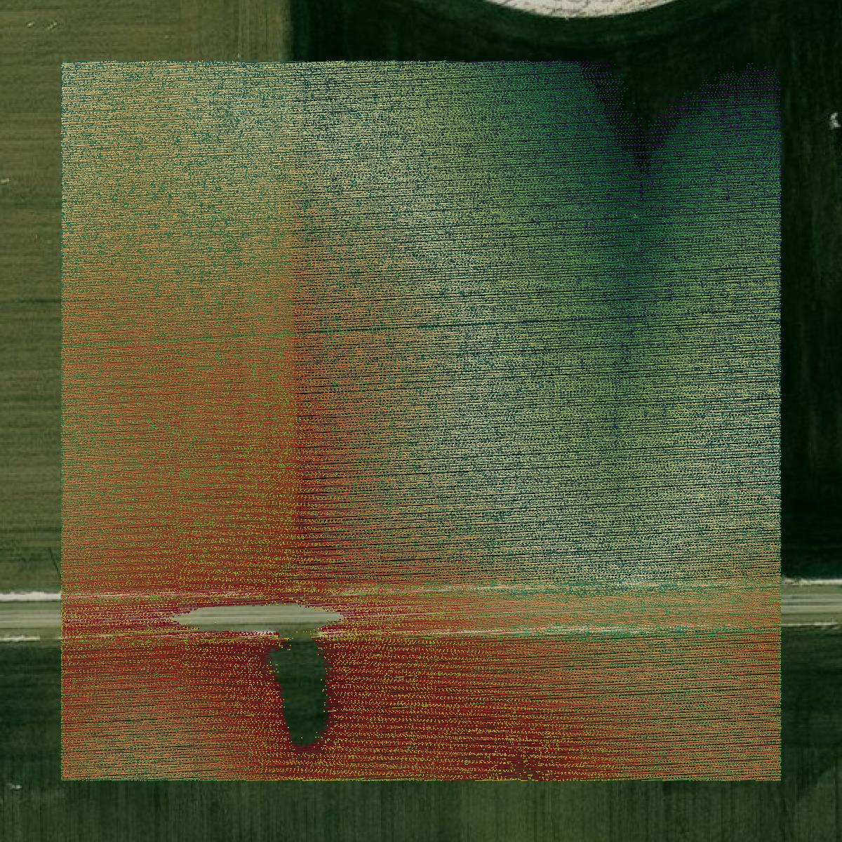 This image shows a LiDAR point cloud in McLean County created using GIS data in Equator.