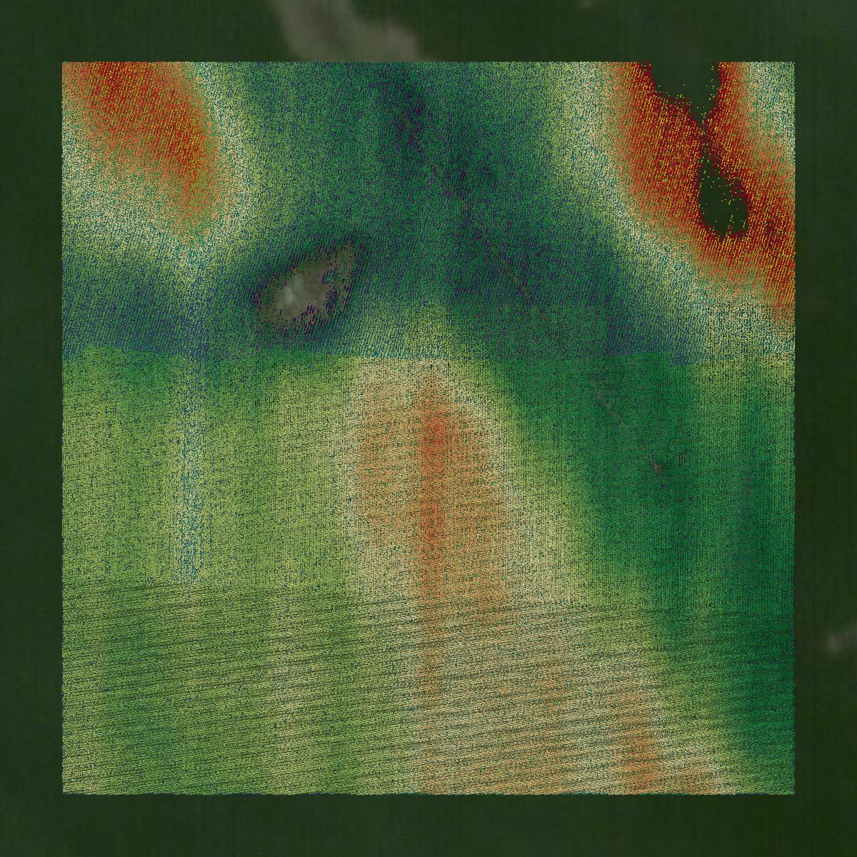 This image shows a LiDAR point cloud in Mercer County created using GIS data in Equator.