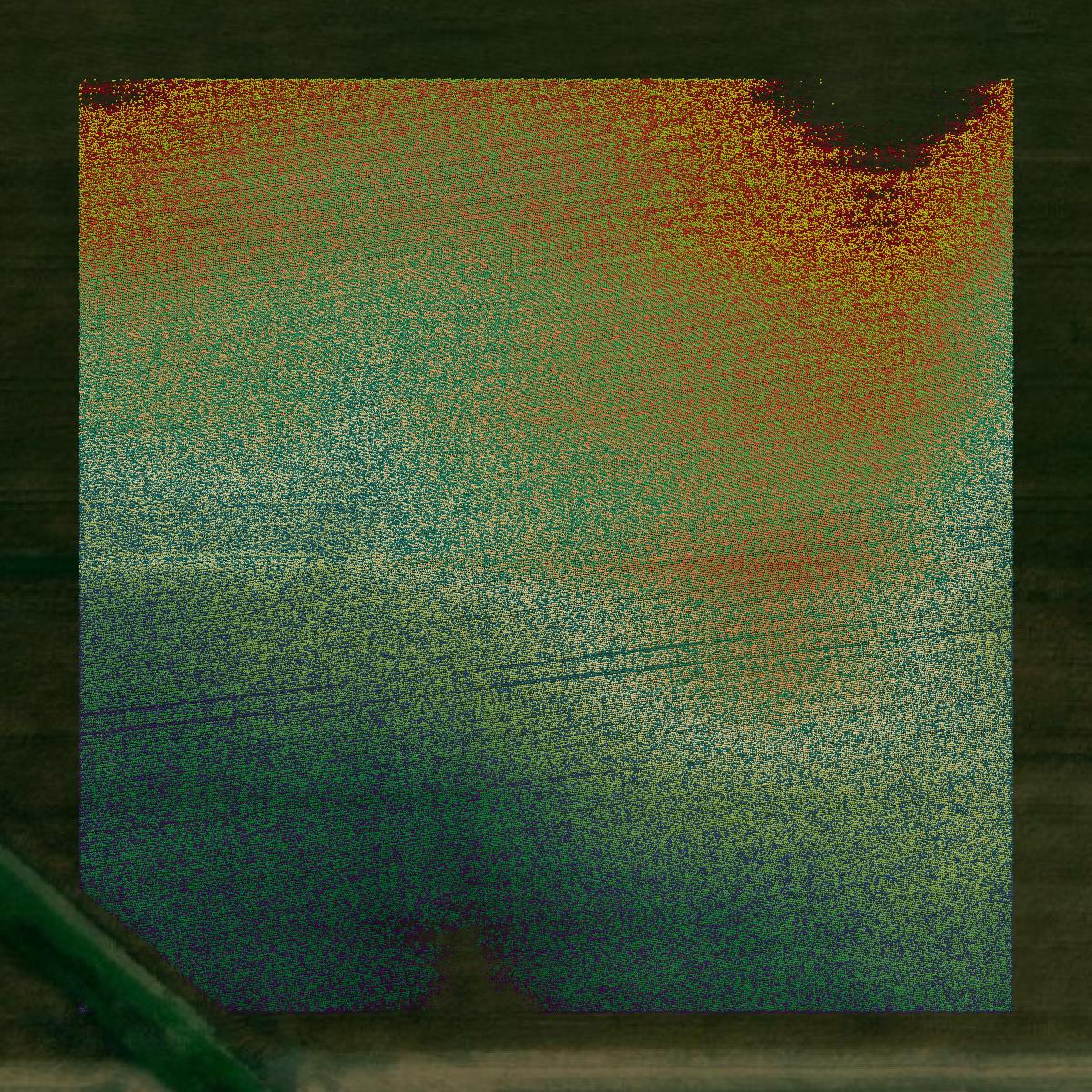 This image shows a LiDAR point cloud in Moultrie County created using GIS data in Equator.