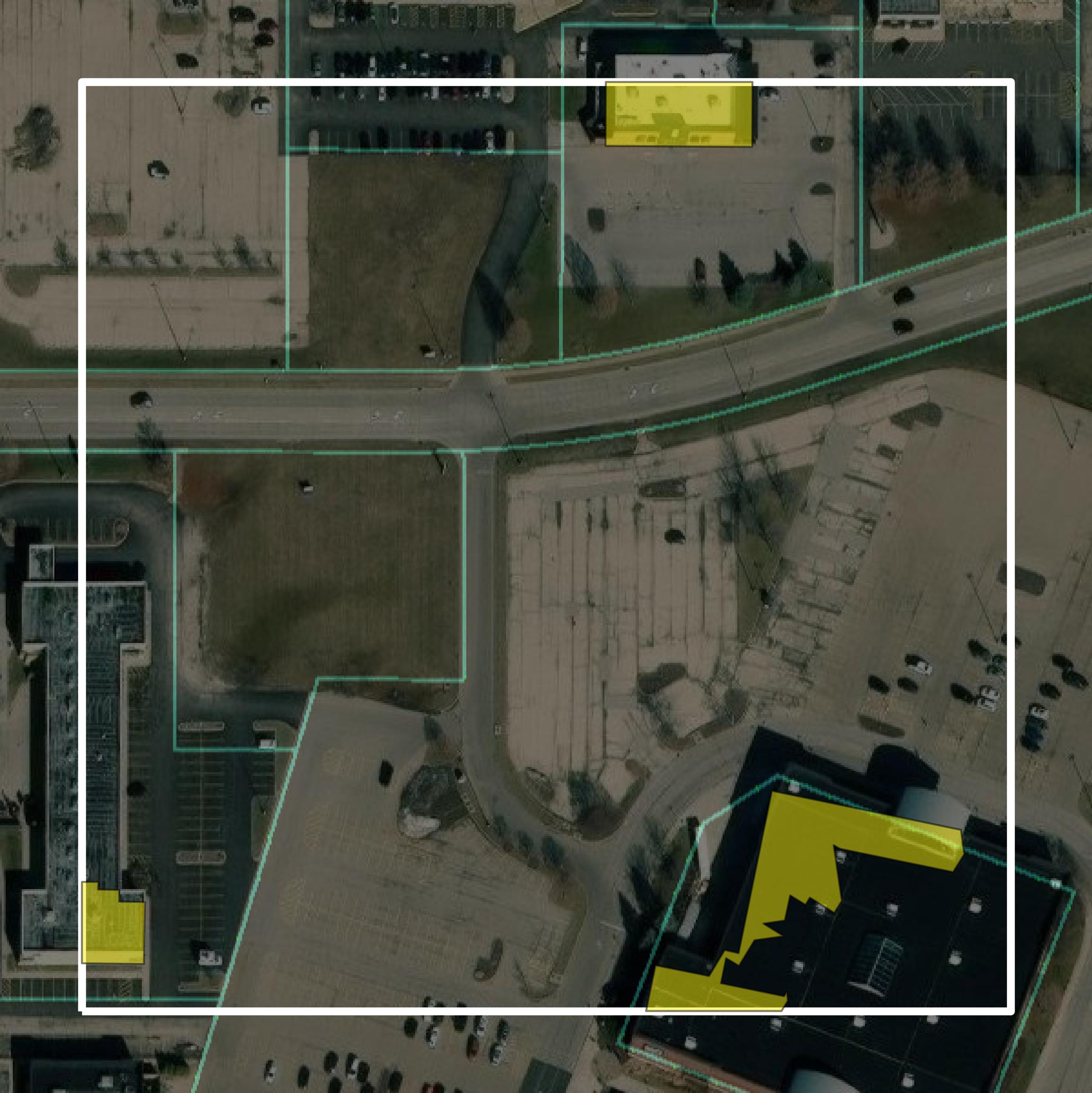 This image shows parcel and building data in Peoria County created using GIS data in Equator.