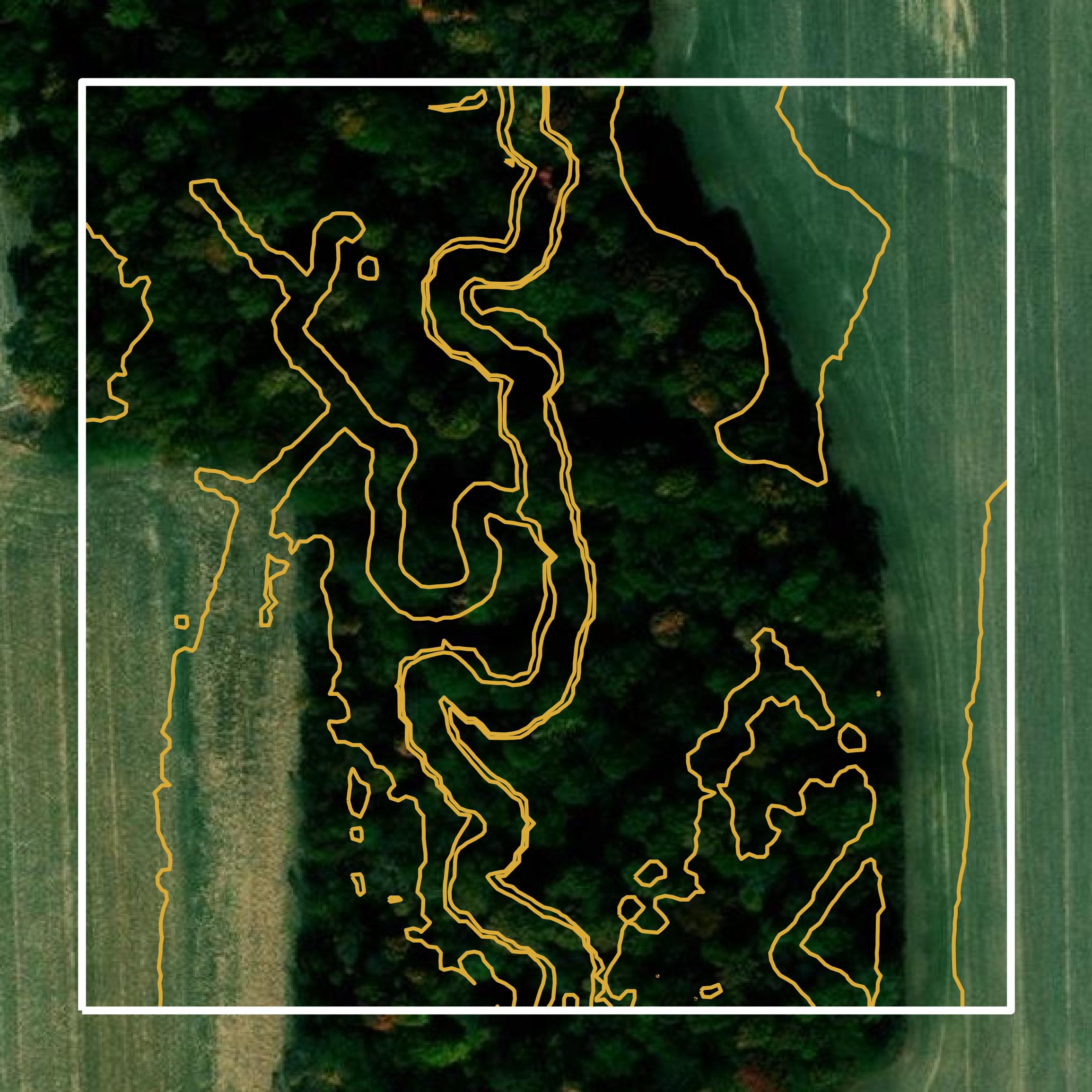 This image shows a contour map in Pulaski County created using GIS data in Equator.