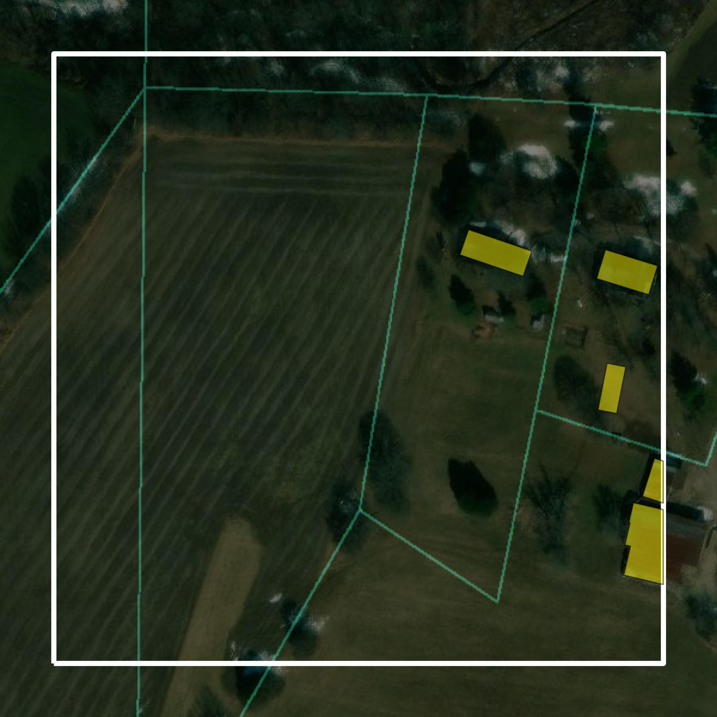 This image shows parcel and building data in Randolph County created using GIS data in Equator.