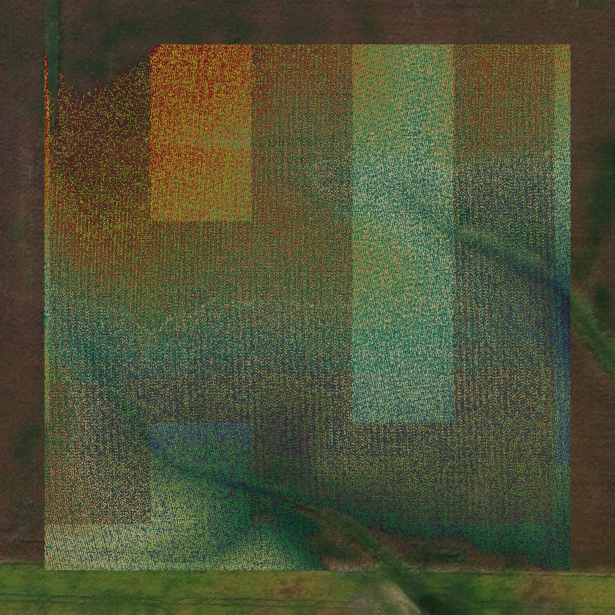 This image shows a LiDAR point cloud in Randolph County created using GIS data in Equator.