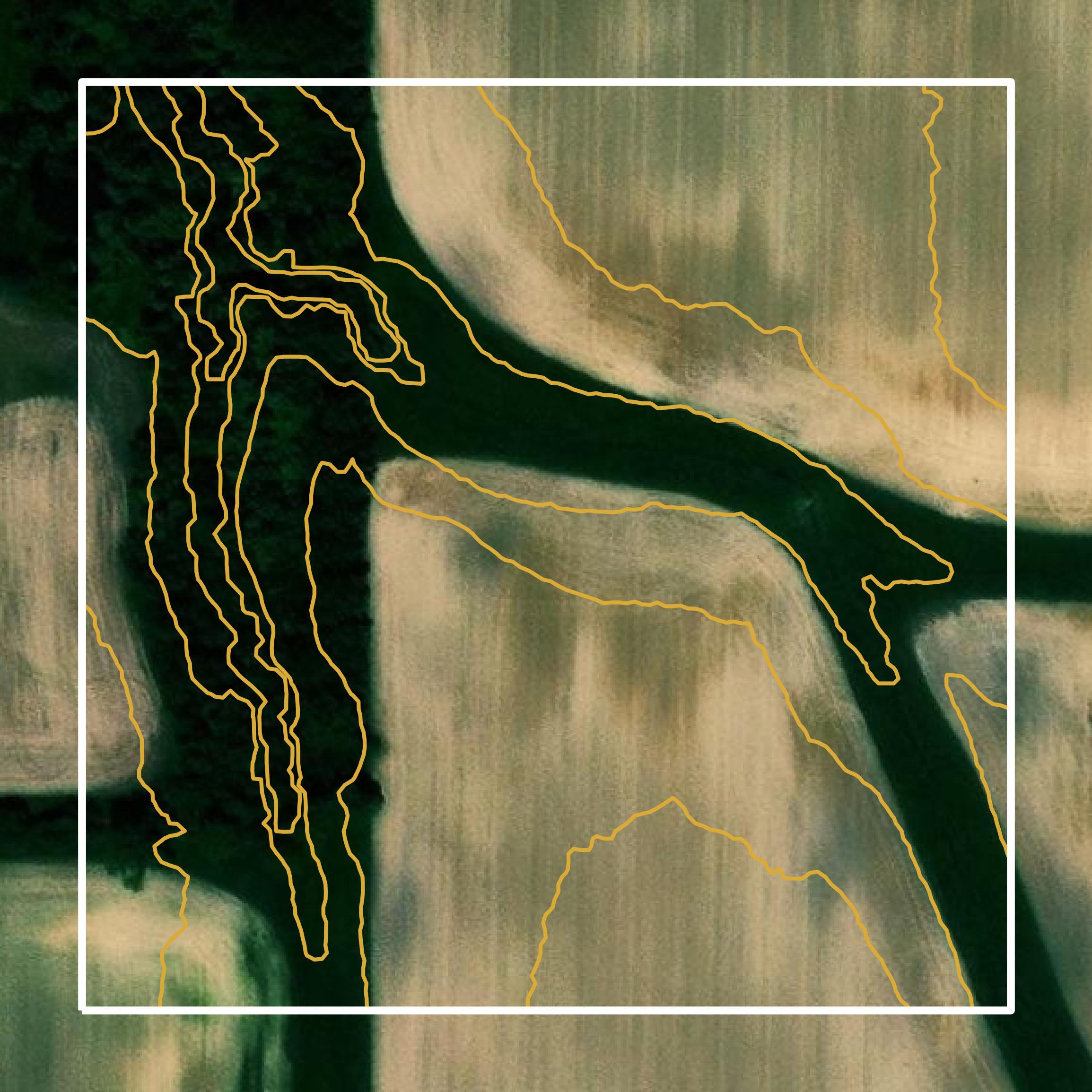 This image shows a contour map in Richland County created using GIS data in Equator.