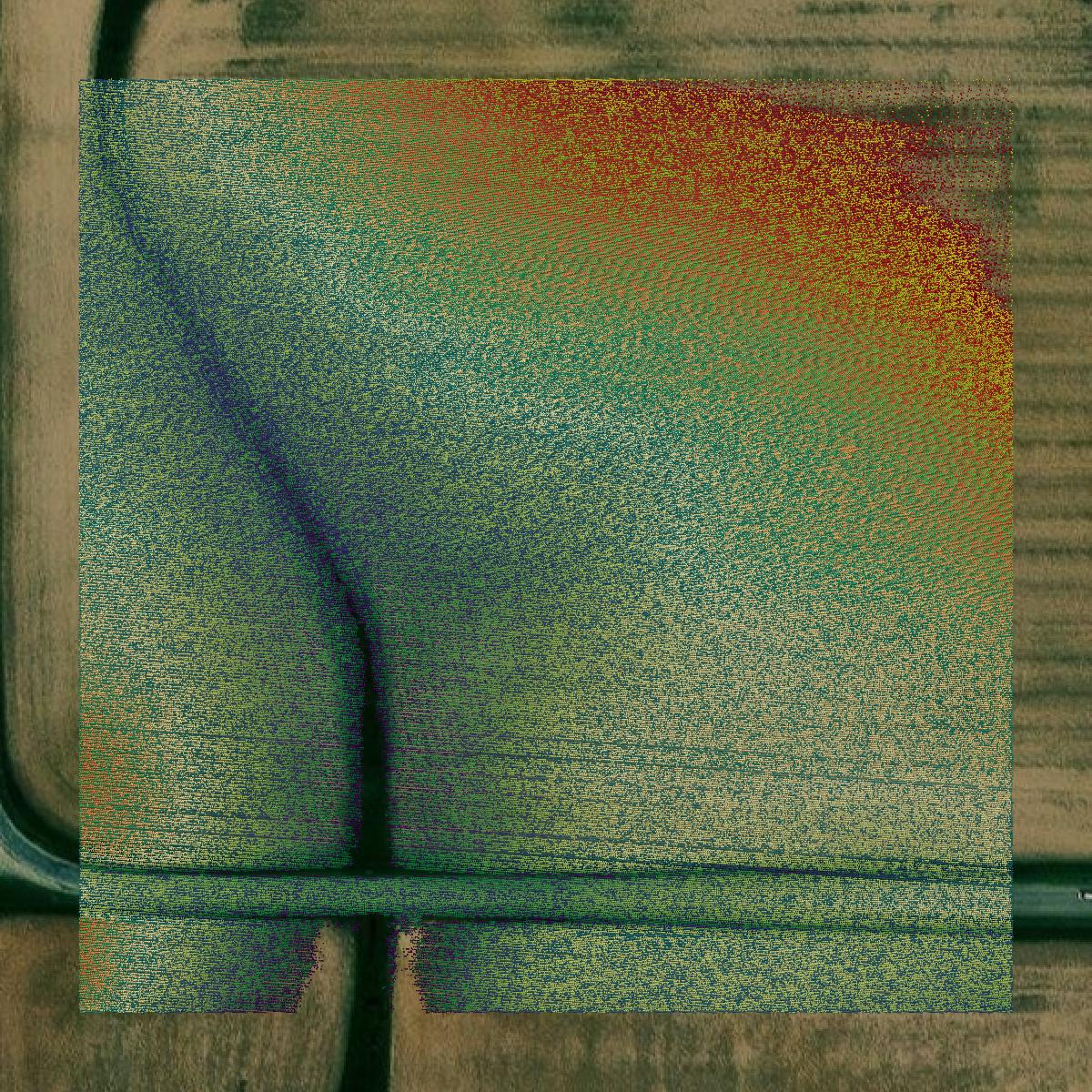 This image shows a LiDAR point cloud in Richland County created using GIS data in Equator.