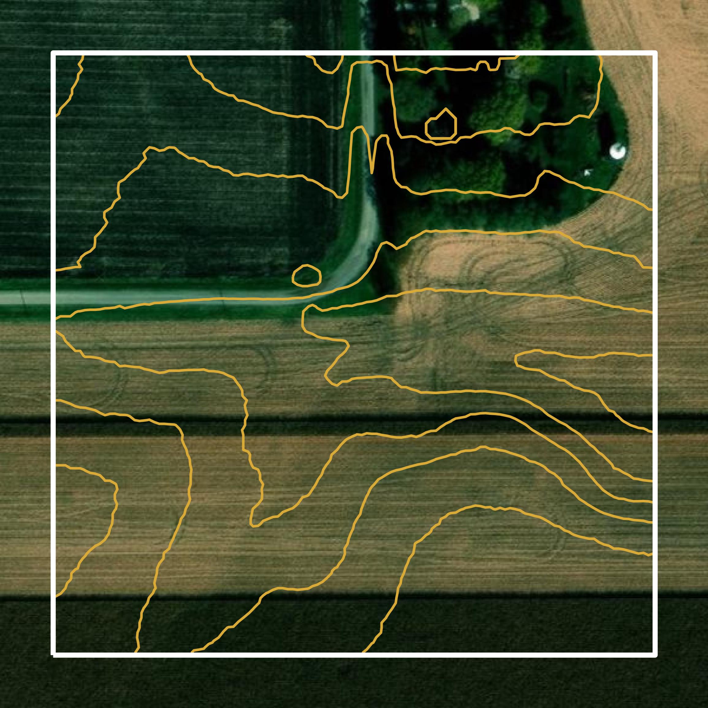 This image shows a contour map in Rock Island County created using GIS data in Equator.