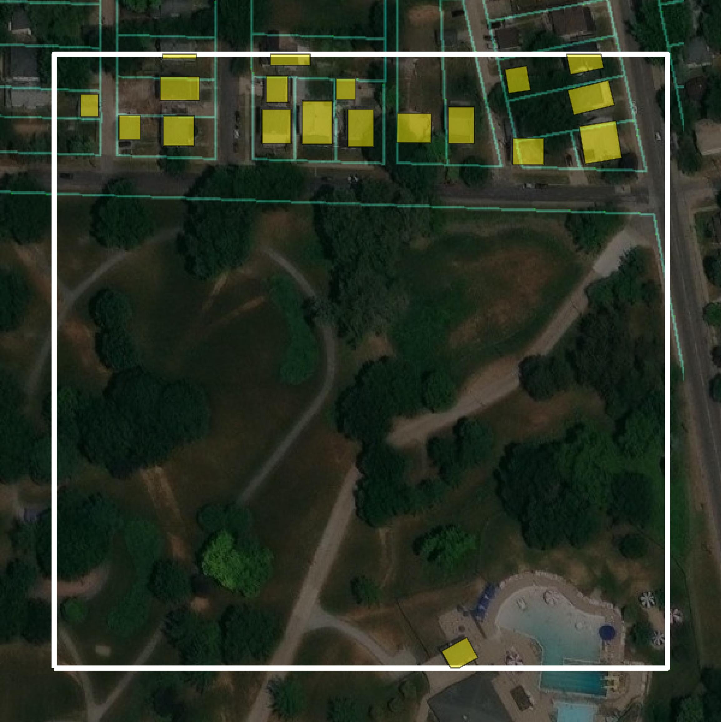 This image shows parcel and building data in Rock Island County created using GIS data in Equator.