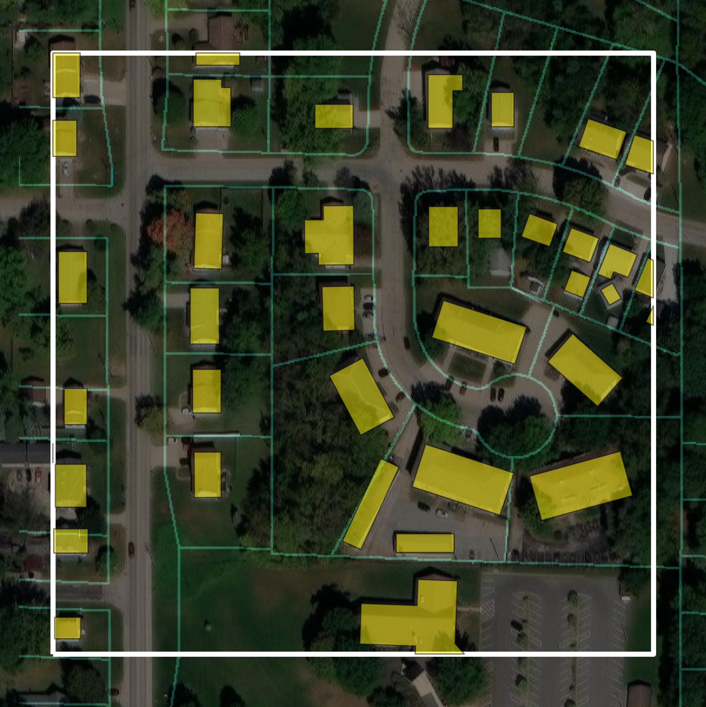 This image shows parcel and building data in Rock Island County created using GIS data in Equator.