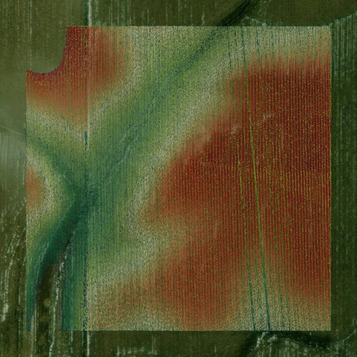 This image shows a LiDAR point cloud in Rock Island County created using GIS data in Equator.