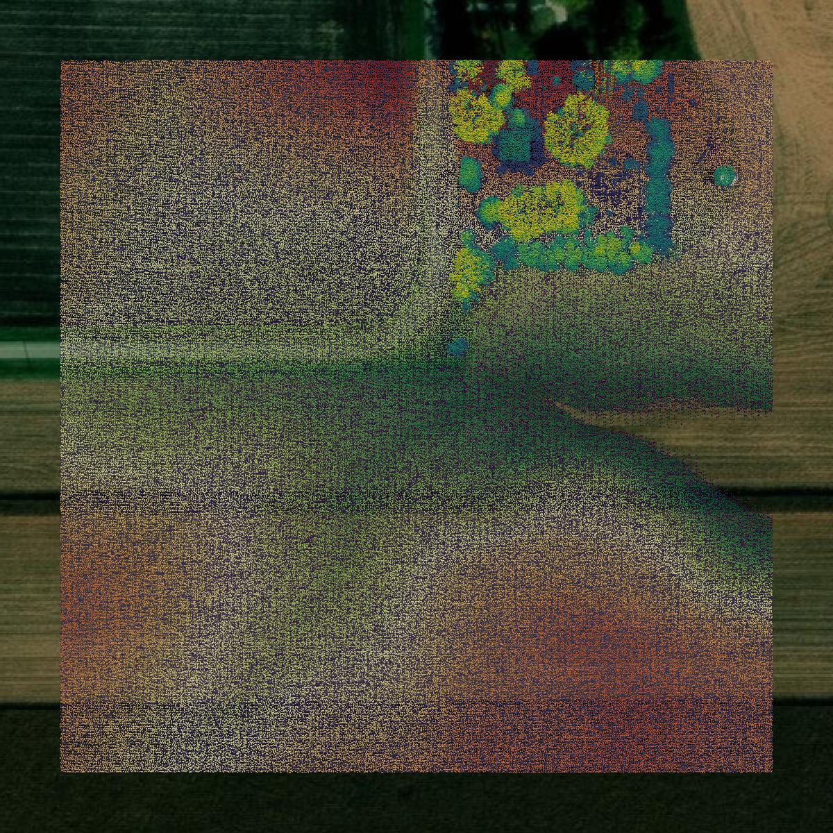 This image shows a LiDAR point cloud in Rock Island County created using GIS data in Equator.