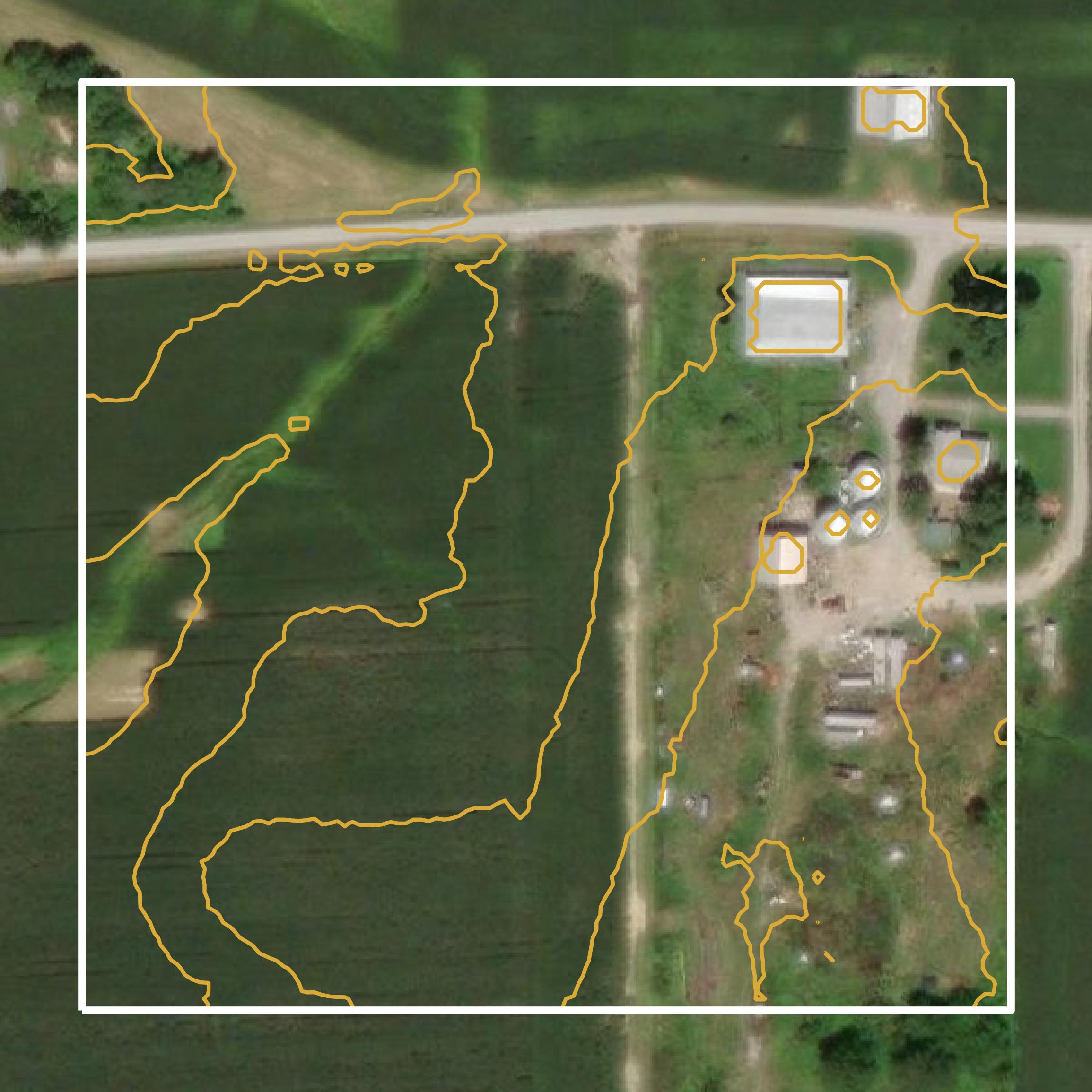 This image shows a contour map in Saline County created using GIS data in Equator.