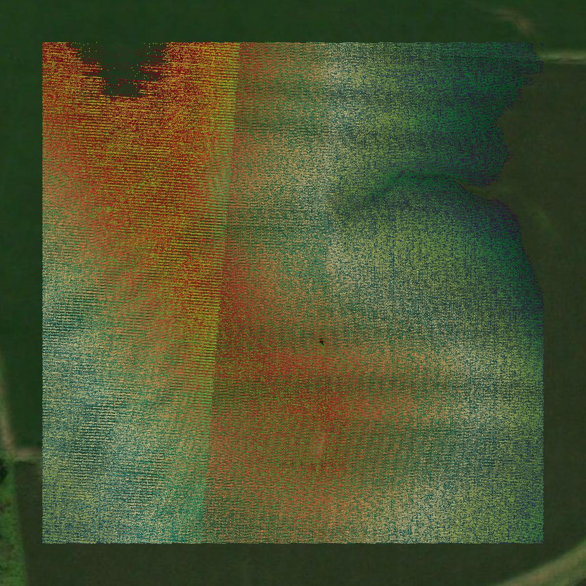 This image shows a LiDAR point cloud in Saline County created using GIS data in Equator.