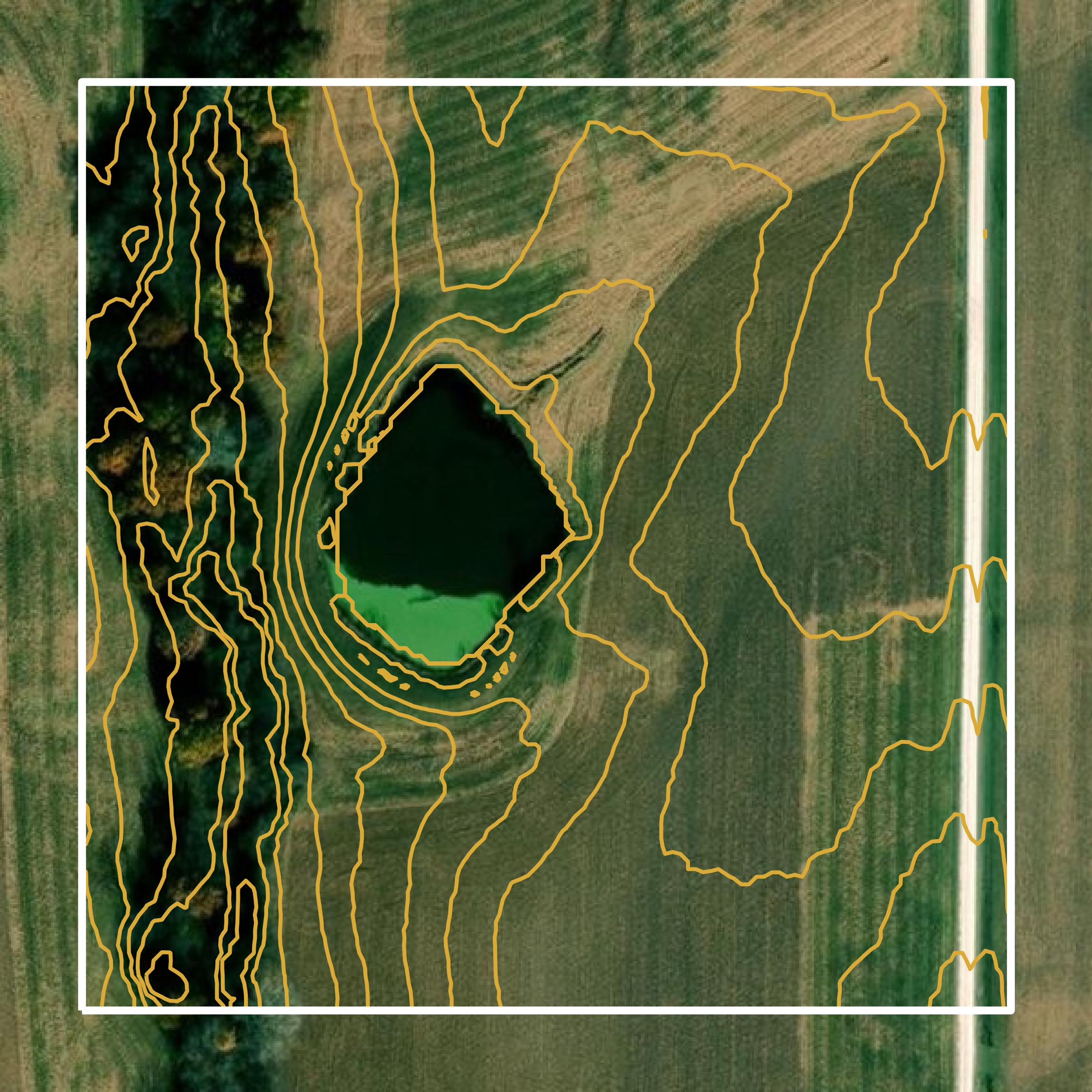 This image shows a contour map in Schuyler County created using GIS data in Equator.